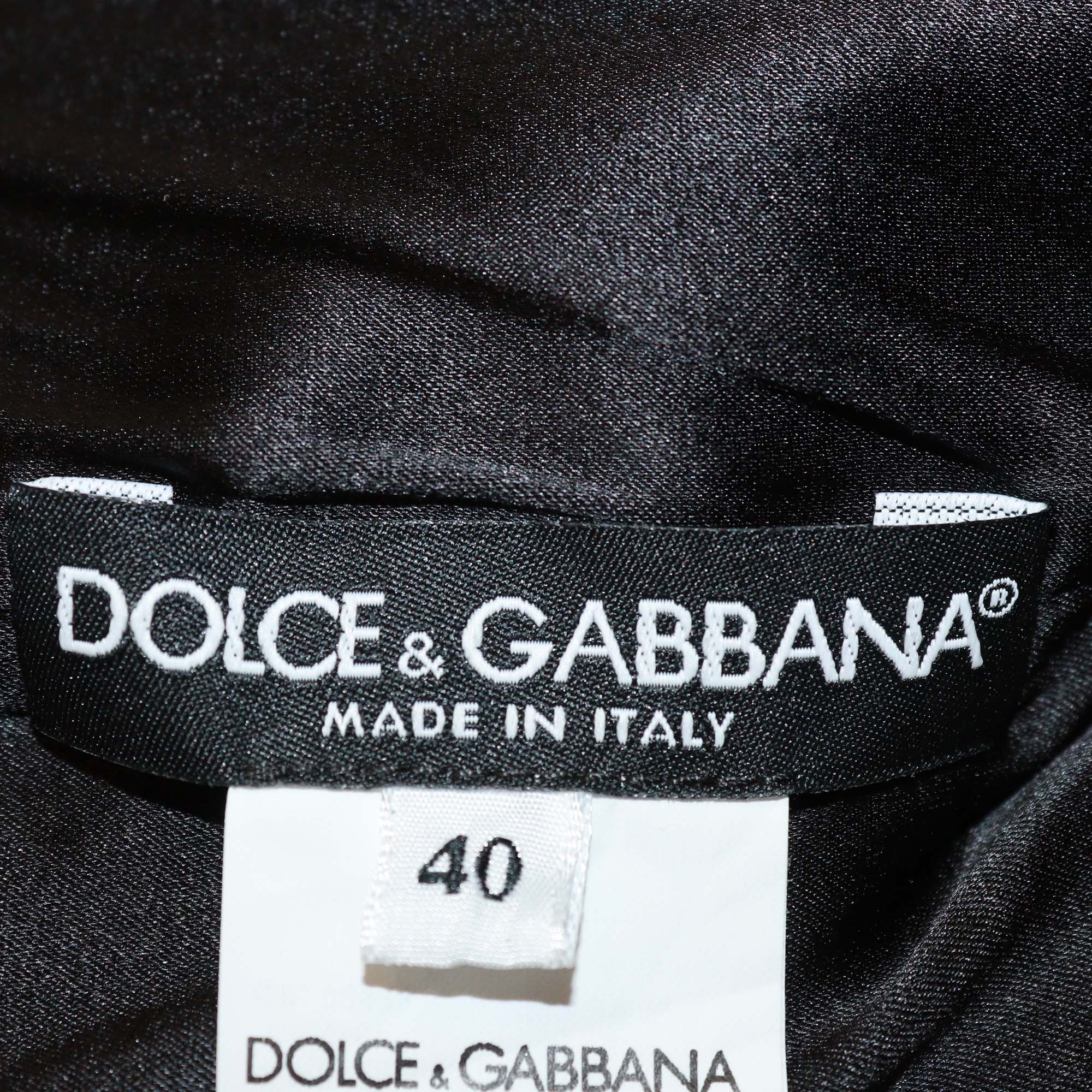 Dolce & Gabbana Multicolor Floral Print Silk Ruched Sleeveless Dress