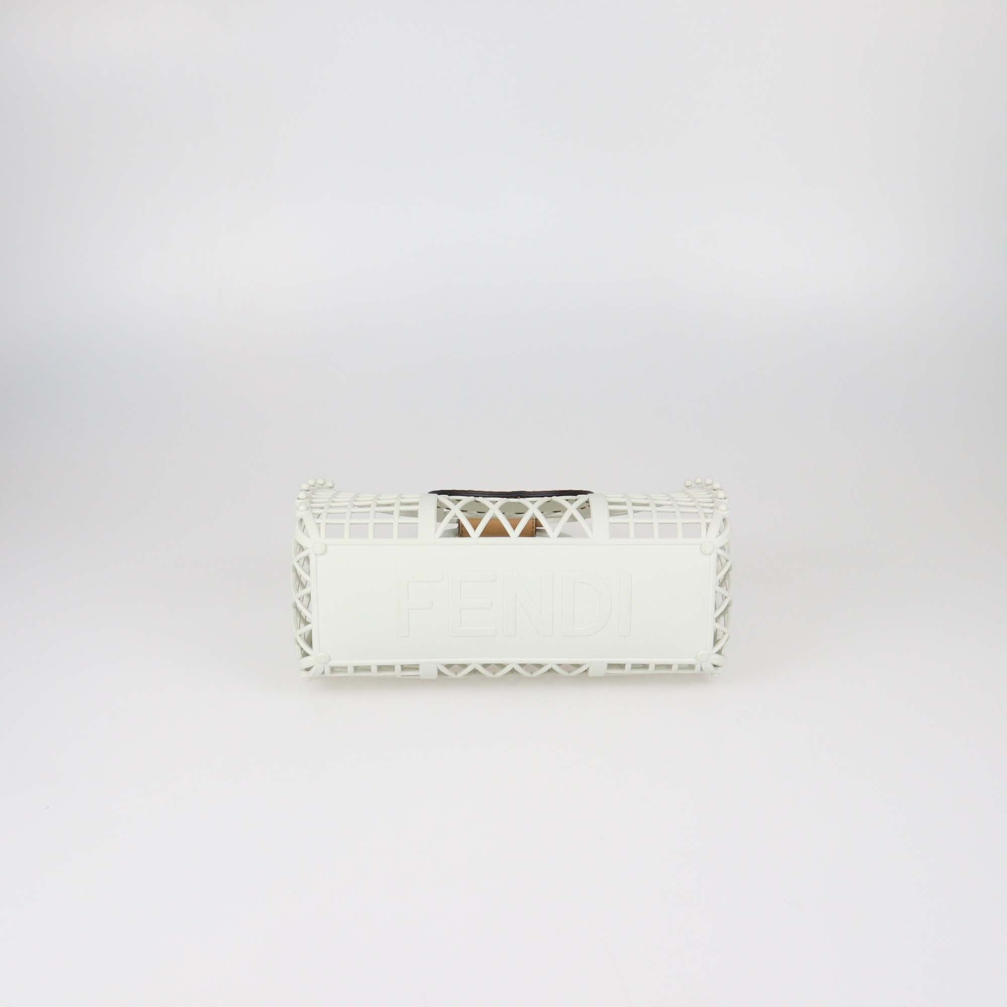 Fendi White/Dark Honey Plastic Mini Basket Bag