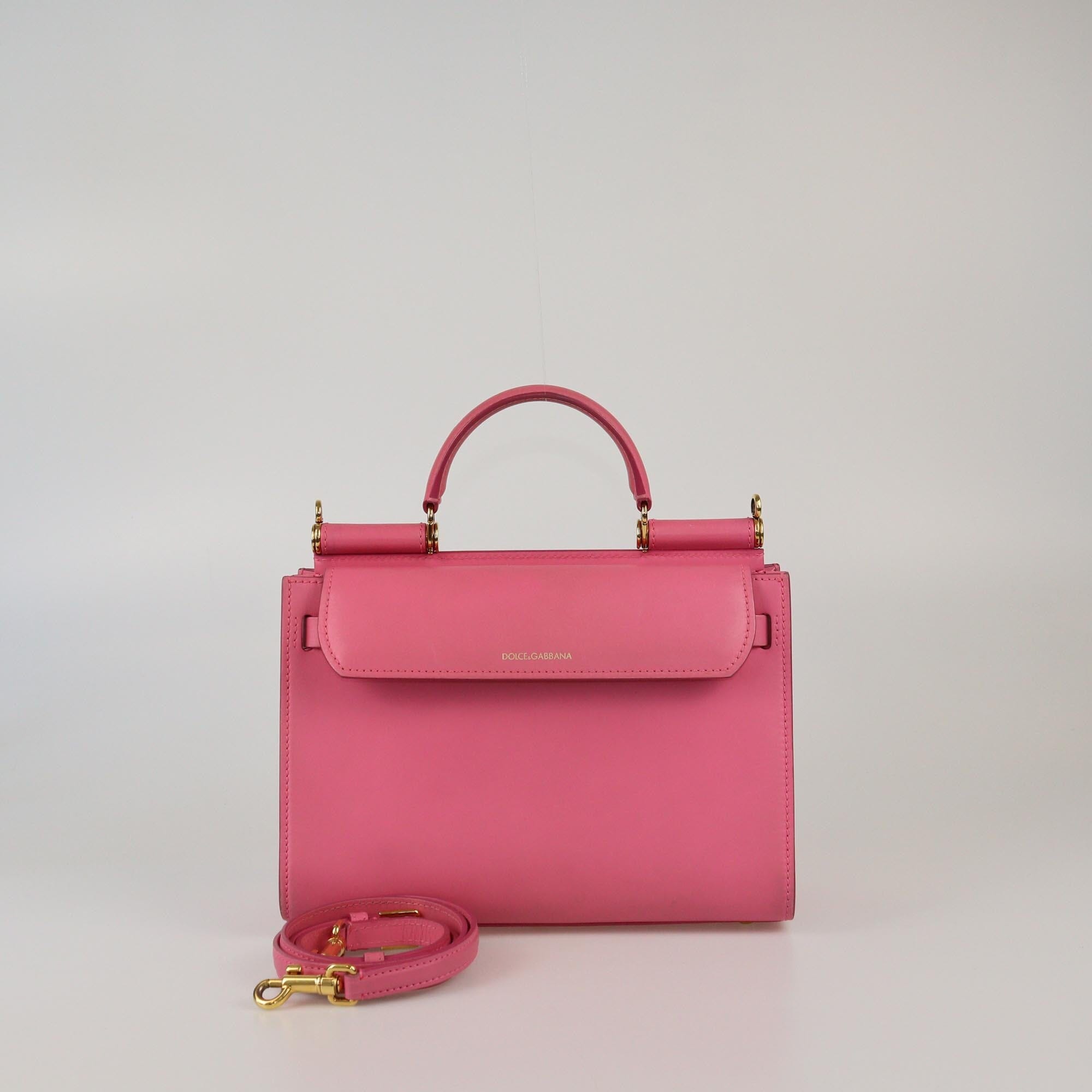 Dolce & Gabbana Pink Medium Sicily 62 Top Handle Bag Womens Dolce & Gabbana