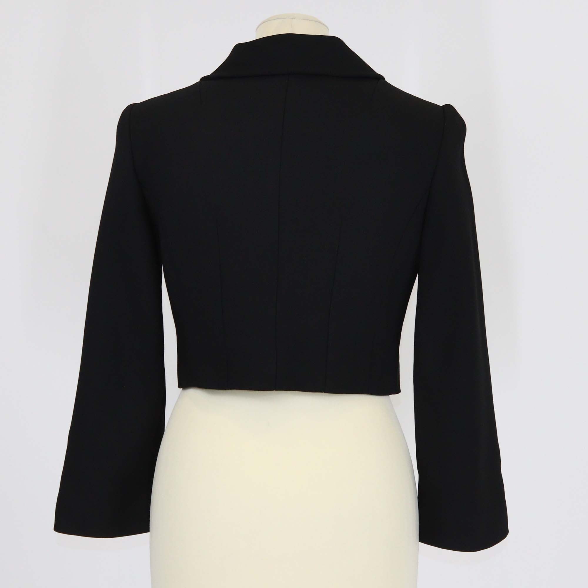 Dolce & Gabbana Black Viscose Crystal Embellished Button Cropped Blazer