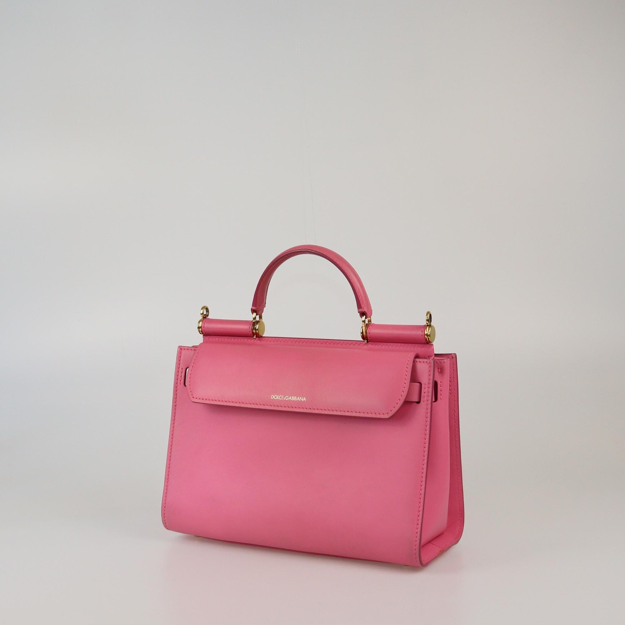 Dolce & Gabbana Pink Medium Sicily 62 Top Handle Bag Womens Dolce & Gabbana