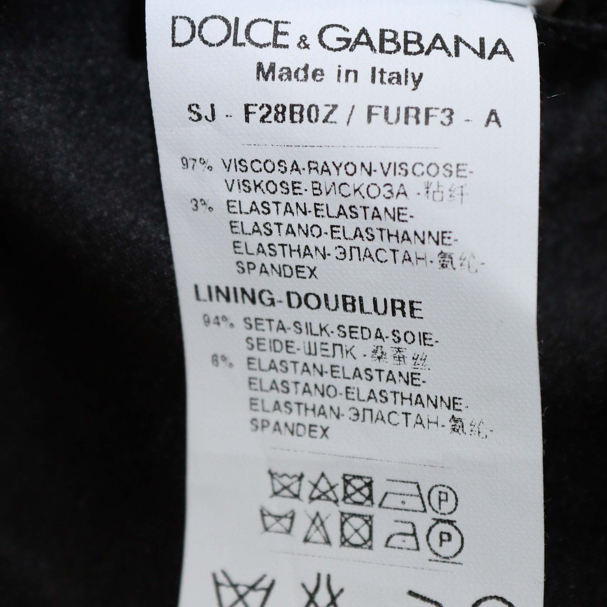 Dolce & Gabbana Black Viscose Crystal Embellished Button Cropped Blazer