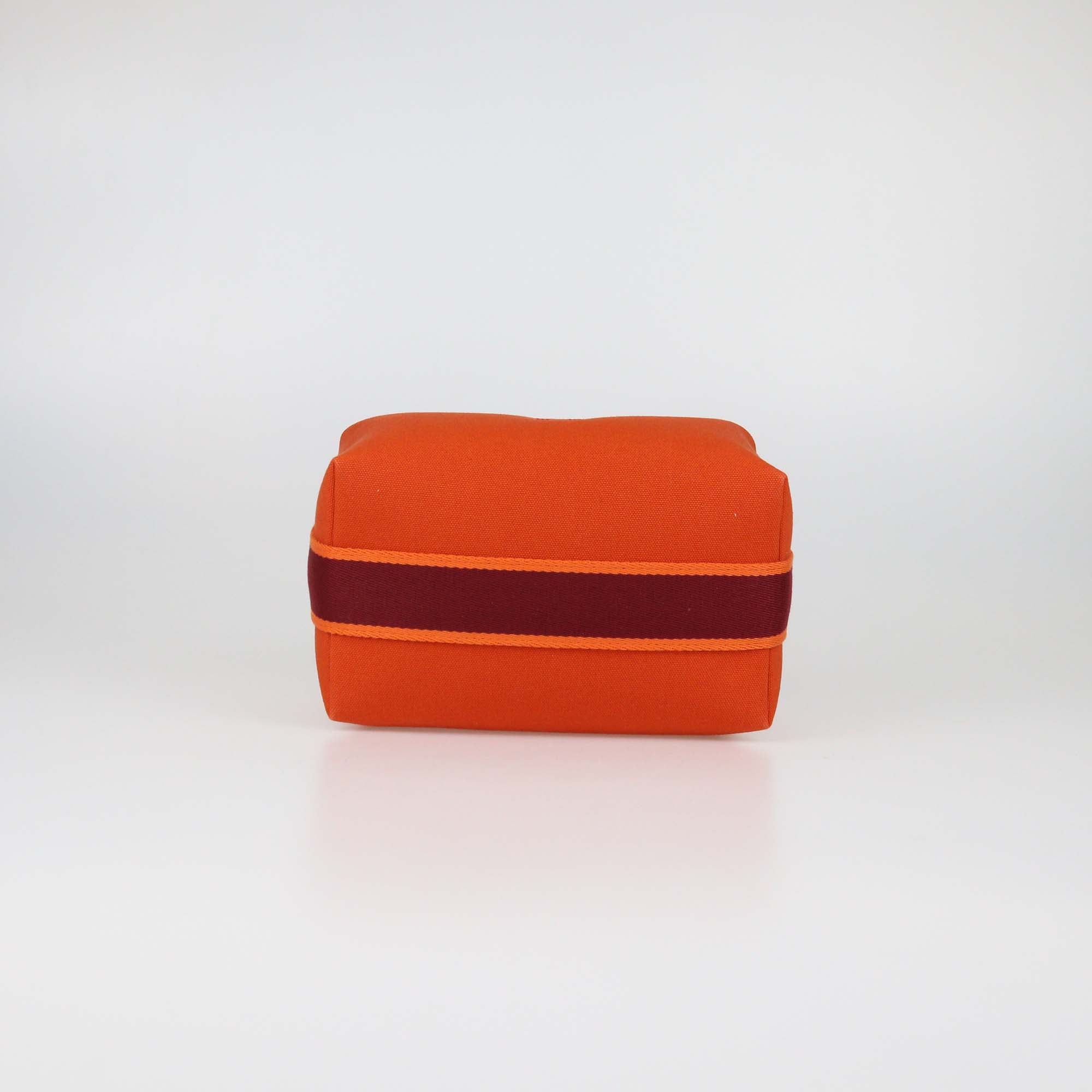Hermes Orange Feu Canvas Small Bride-a-Brac Case