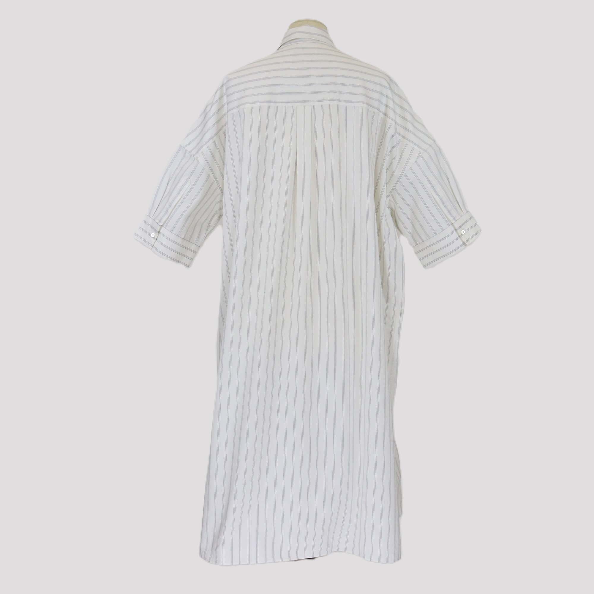 Mackintosh White Pin Stripe Cotton Terregles Short Sleeve Dress