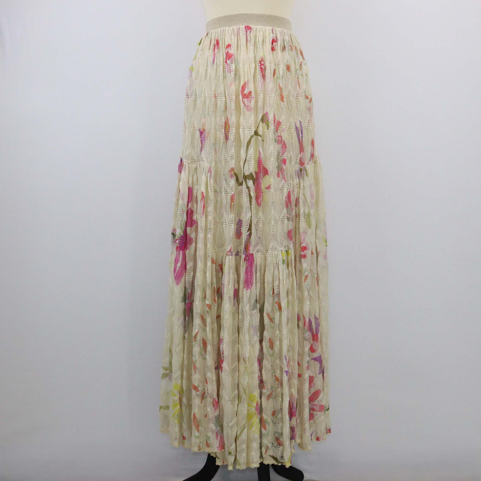 Missoni Multicolor Floral Lace Maxi Skirt Womens Missoni