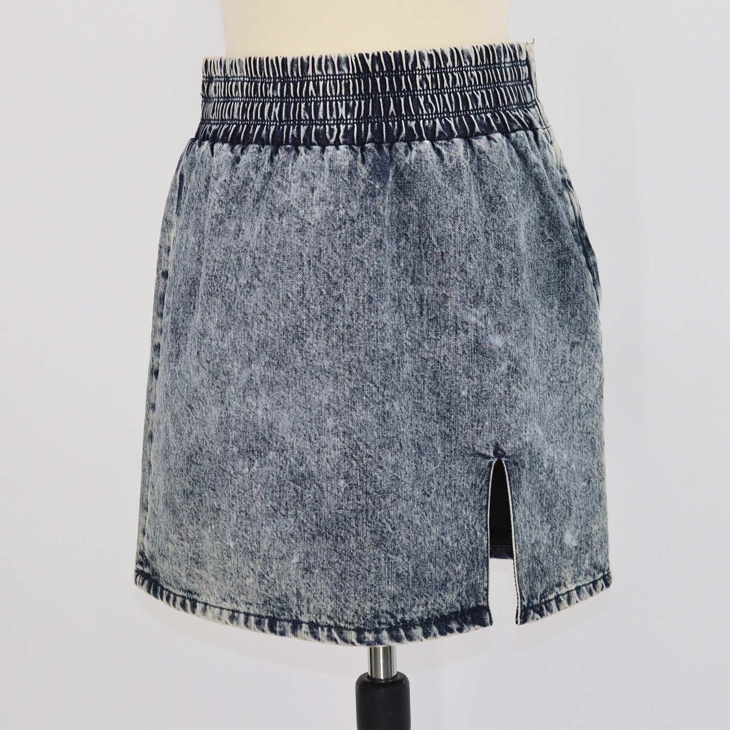 Miu Miu Washed Blue Denim Elastic Waist Mini Skirt