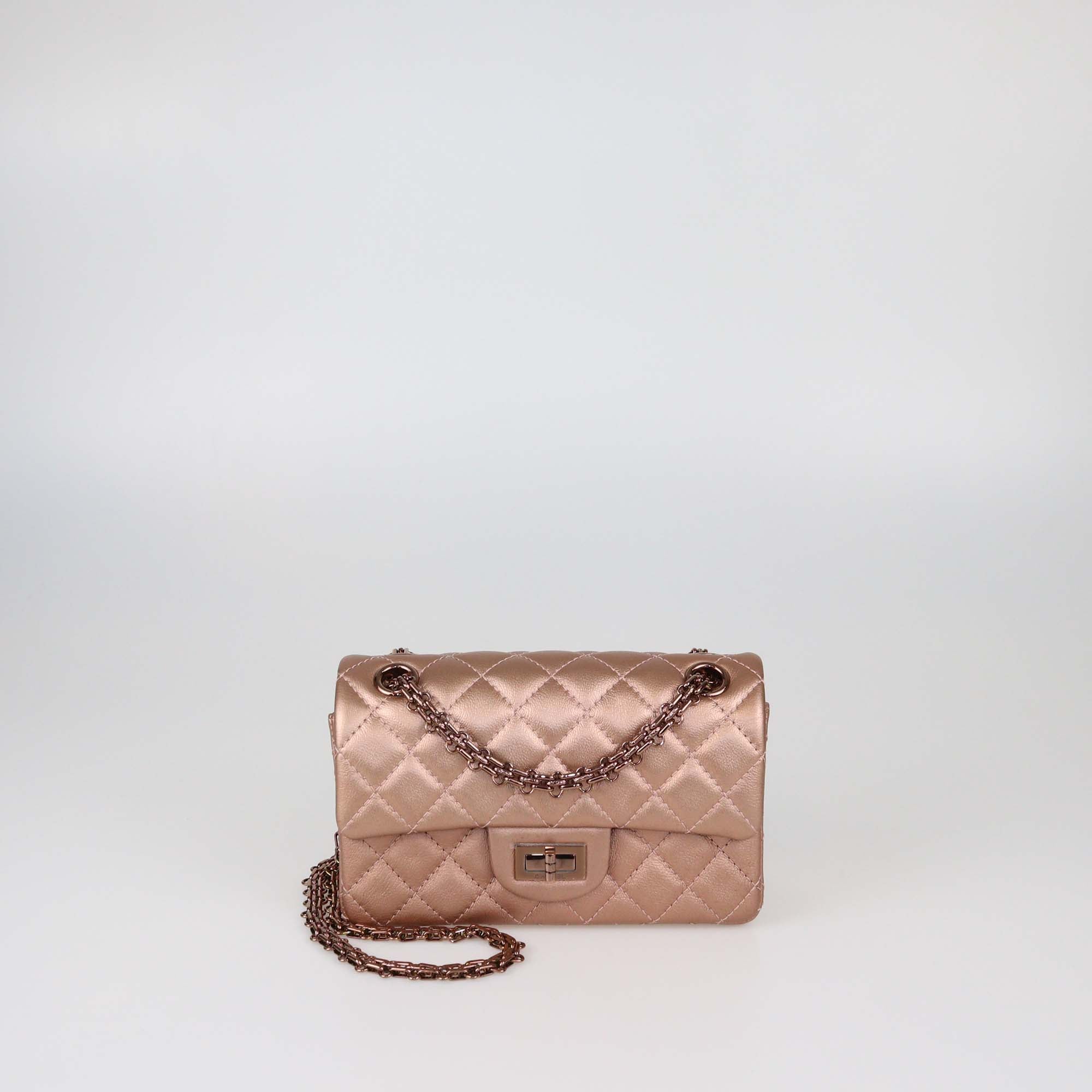 Chanel Rose Gold Quilted Leather Mini 2.55 Flap Bag