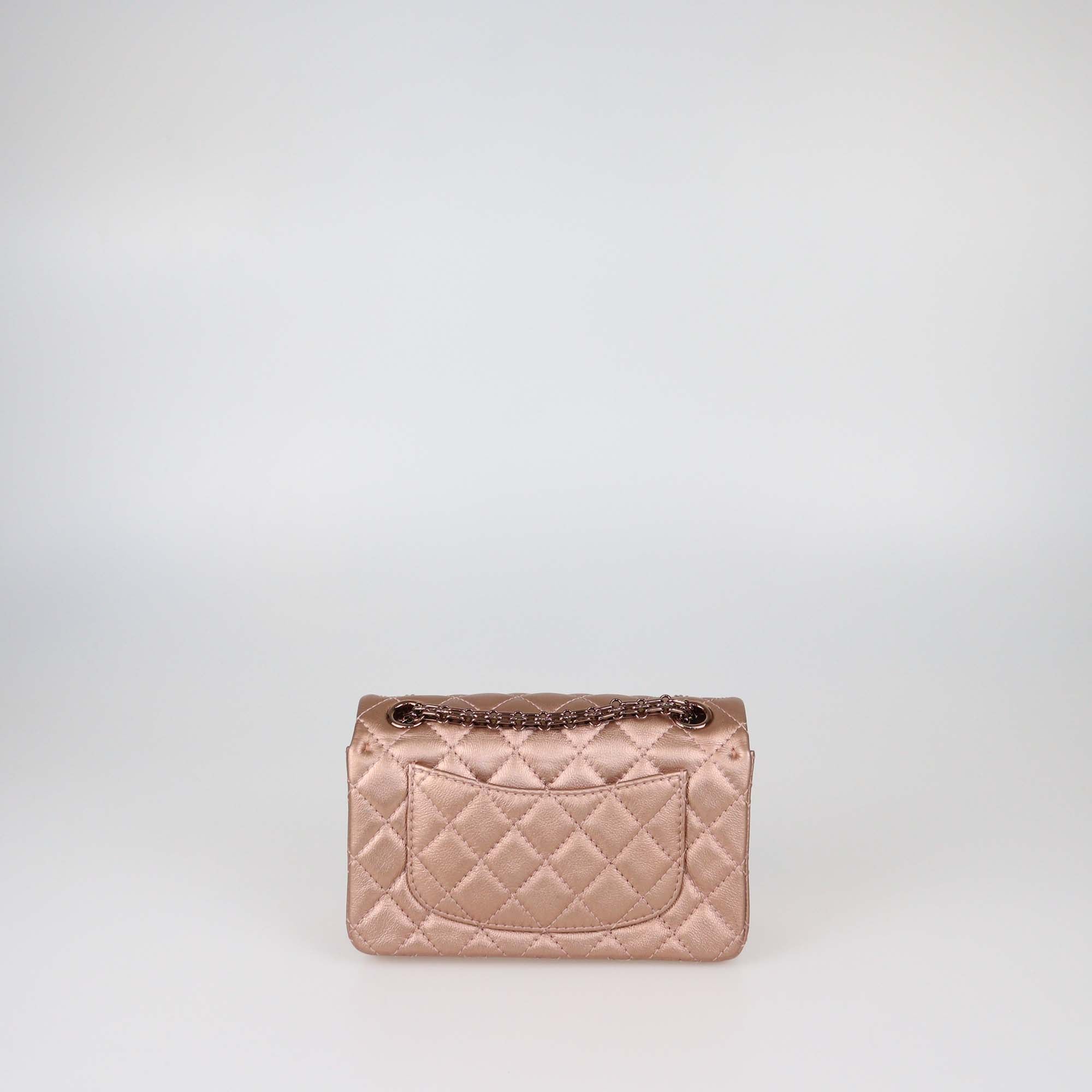 Chanel Rose Gold Quilted Leather Mini 2.55 Flap Bag