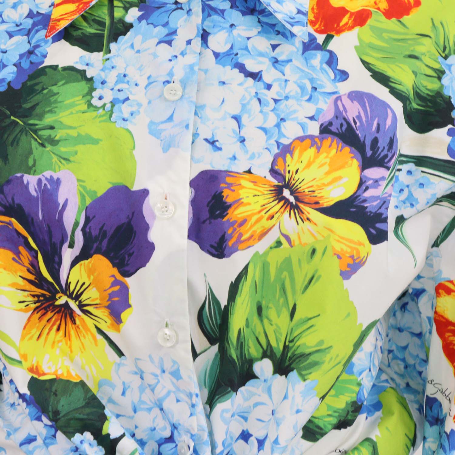 Dolce & Gabbana Multicolor Cotton Floral Print Tie-Up Crop Shirt & Mini Short Set