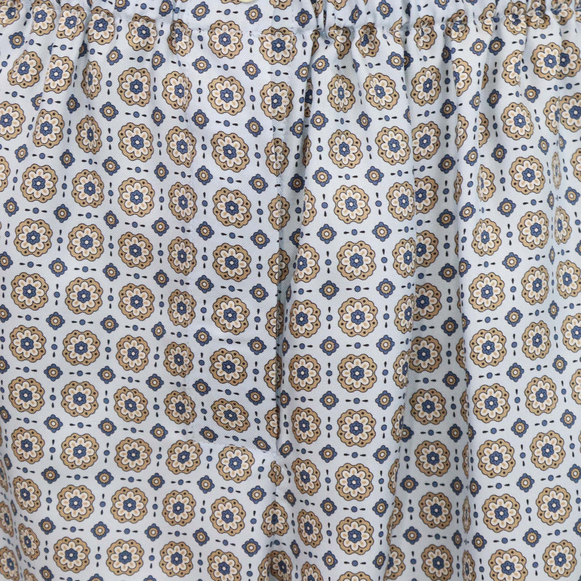 Prada Light Blue Silk Printed Twill Short