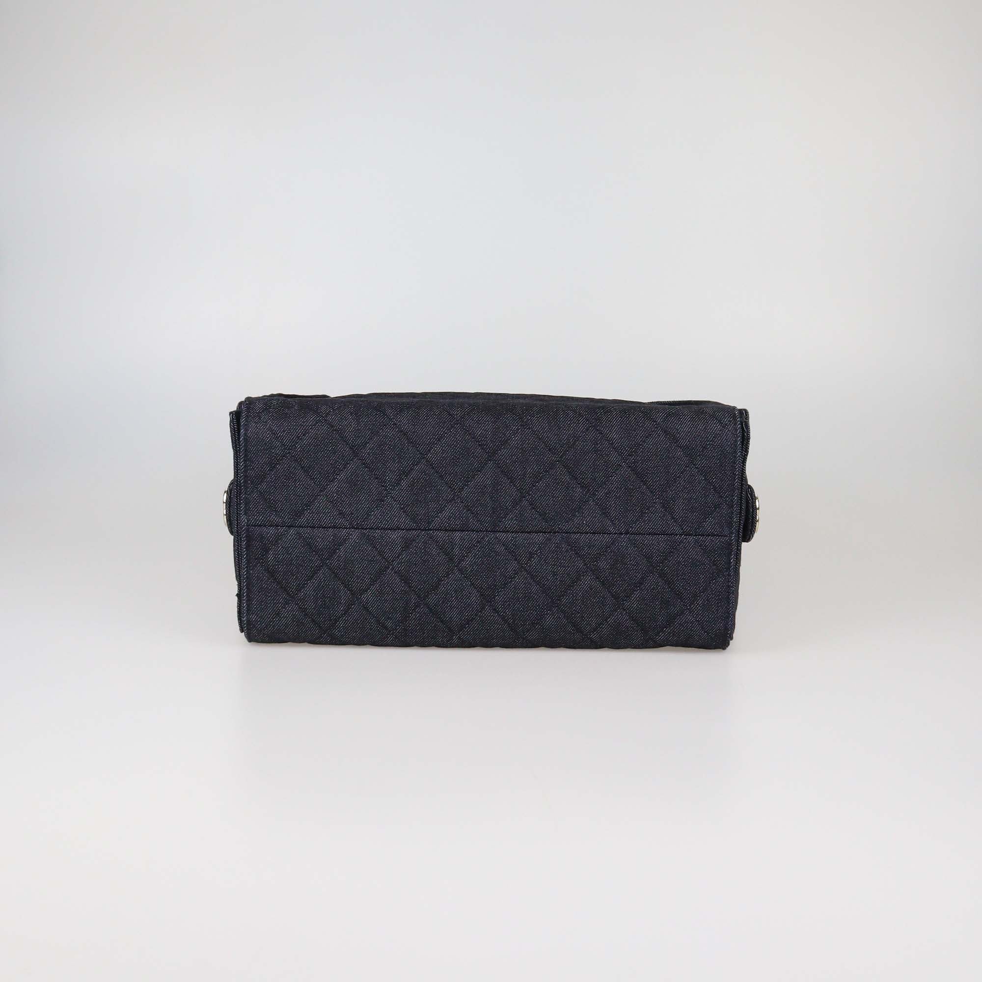 Chanel Dark Blue Quilted Denim Medium Chanel 25 Bag