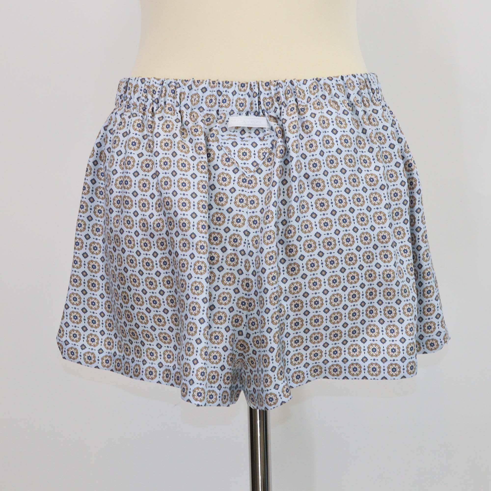 Prada Light Blue Silk Printed Twill Short