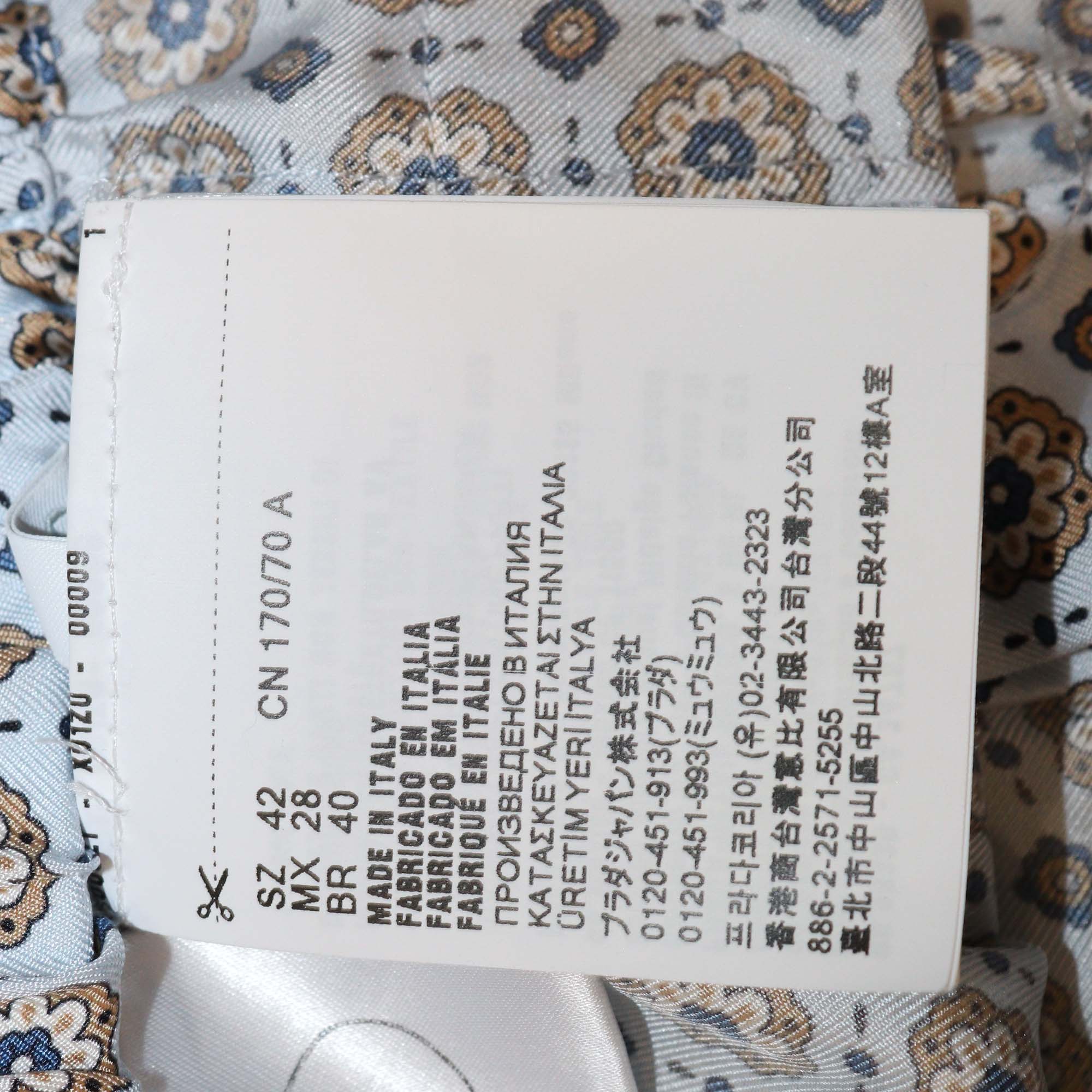 Prada Light Blue Silk Printed Twill Short