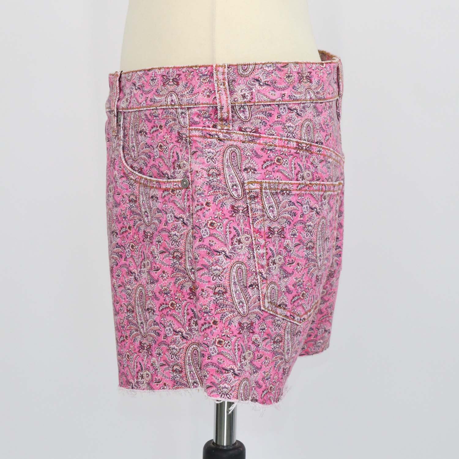 Etro Pink Denim Paisley Print Mini Short