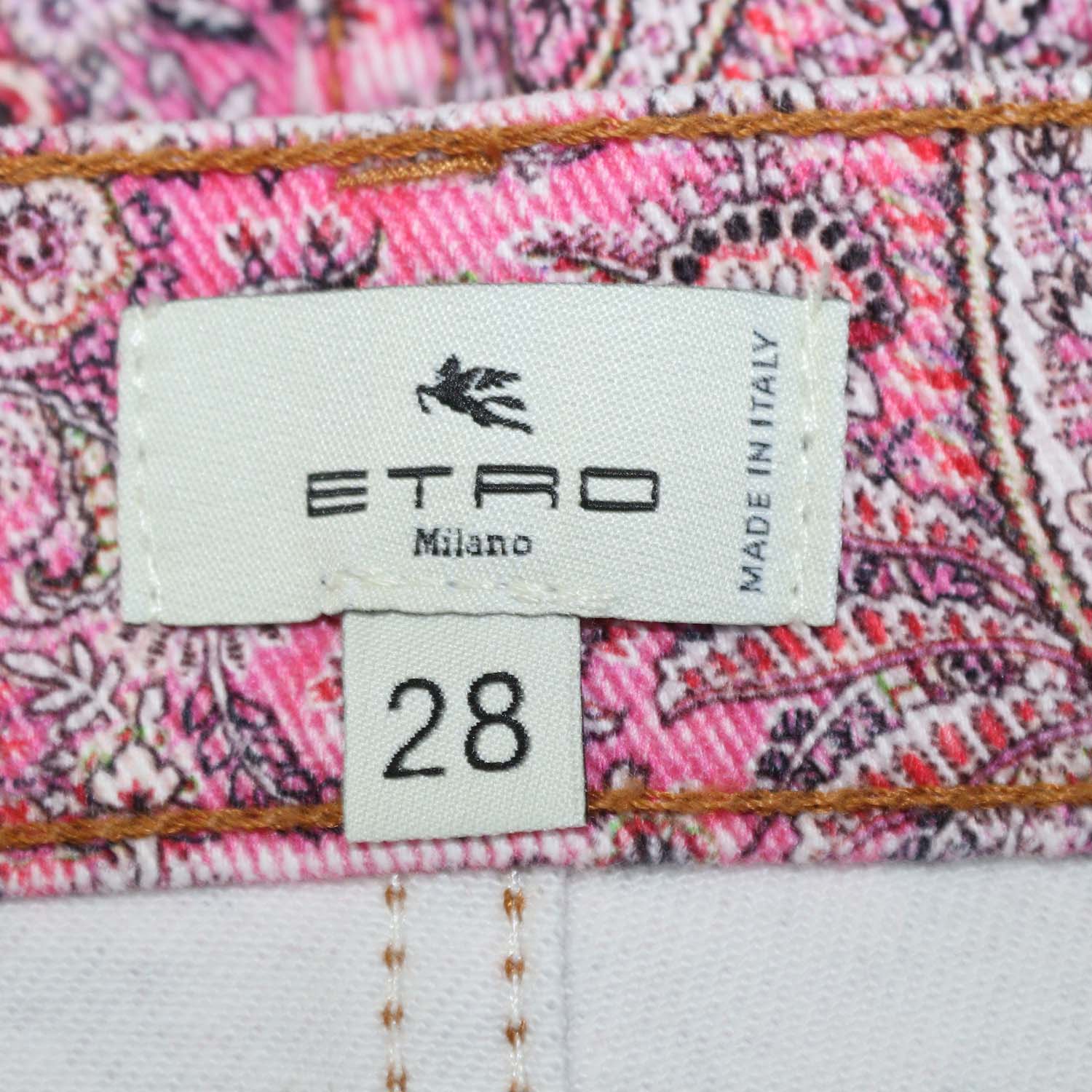 Etro Pink Denim Paisley Print Mini Short