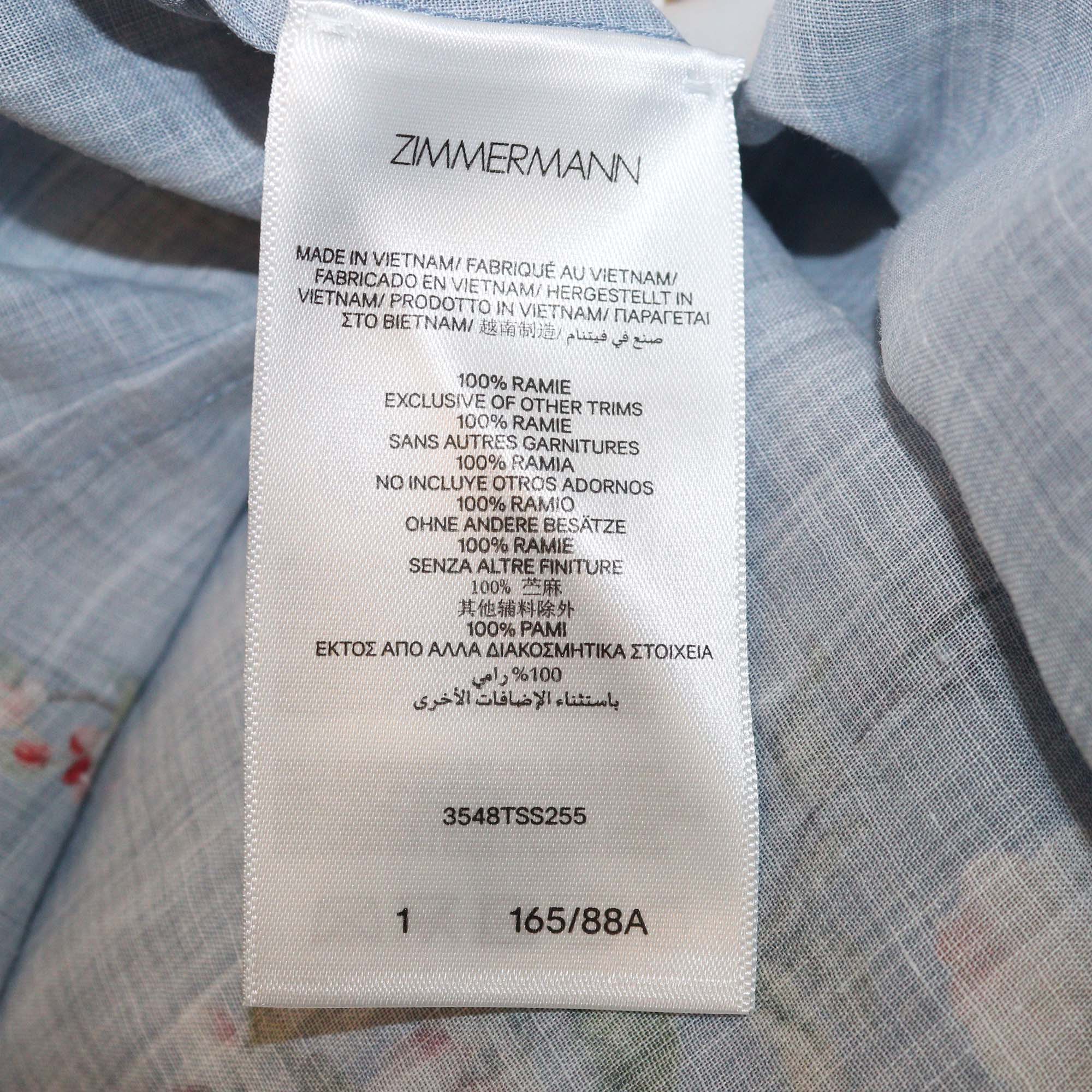 Zimmermann Blue Linen Cascadian Billow Blouse & Skirt Set