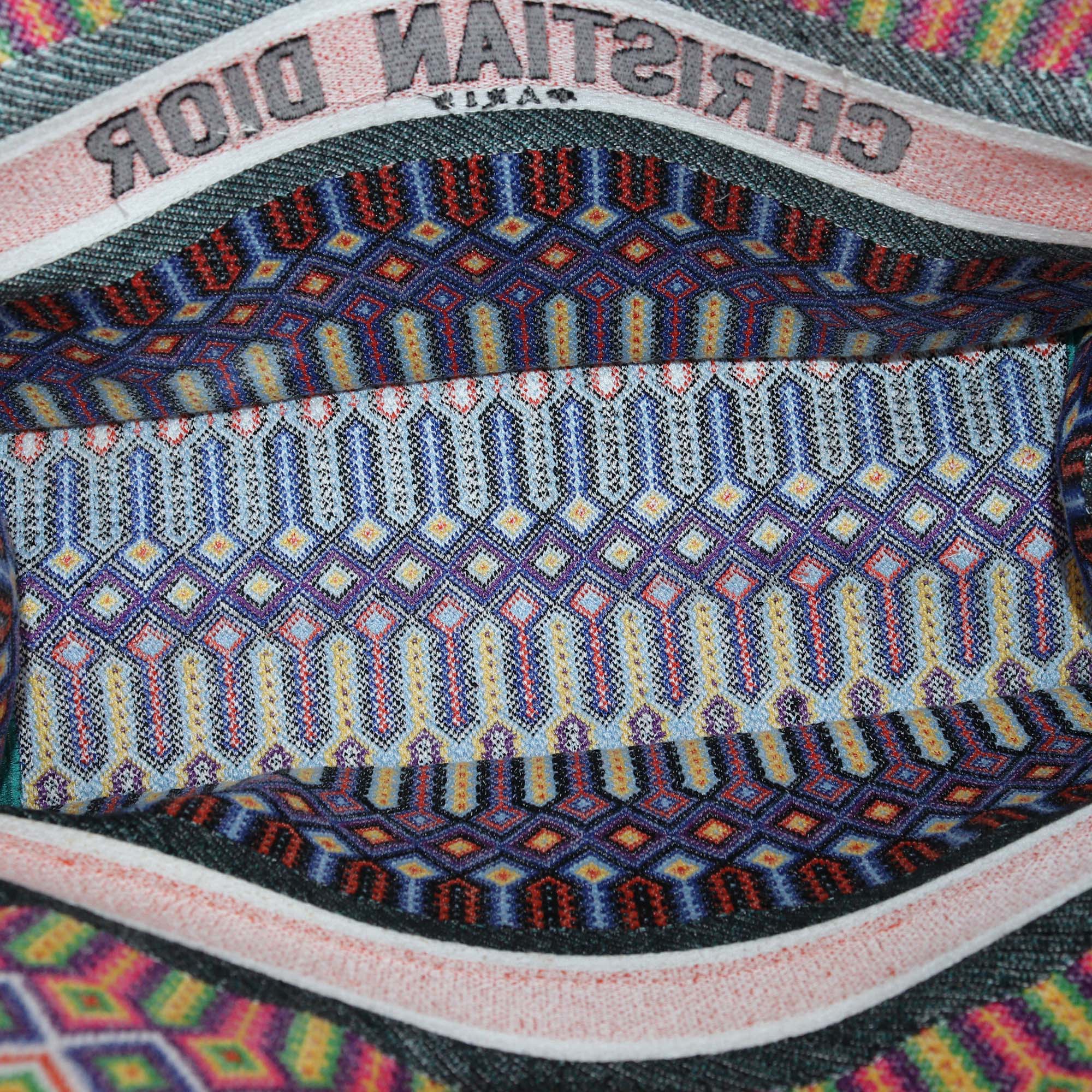 Christian Dior Multicolor Embroidered Canvas Large Book Tote