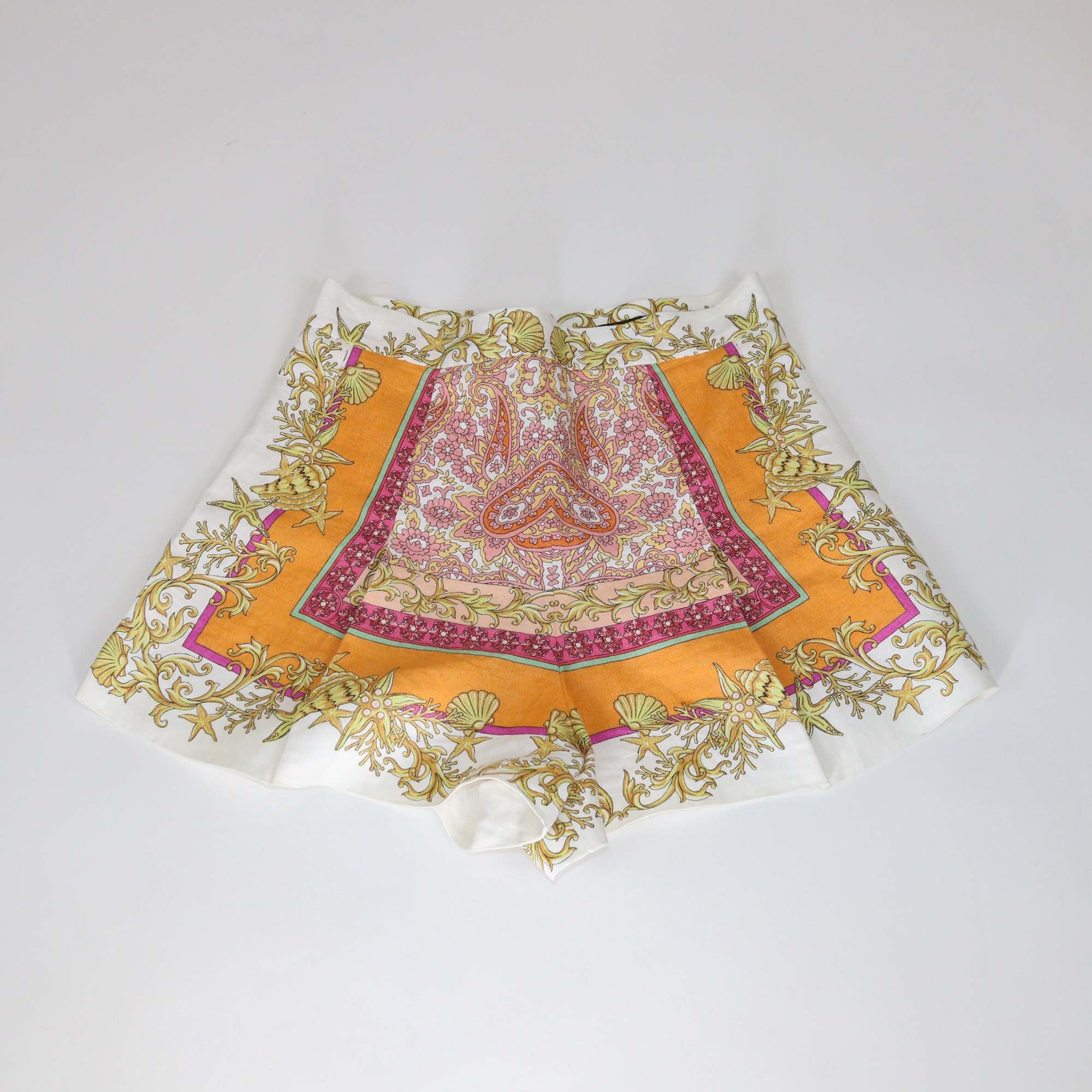 Maje Multicolor Scarf Print Linen Mini Short
