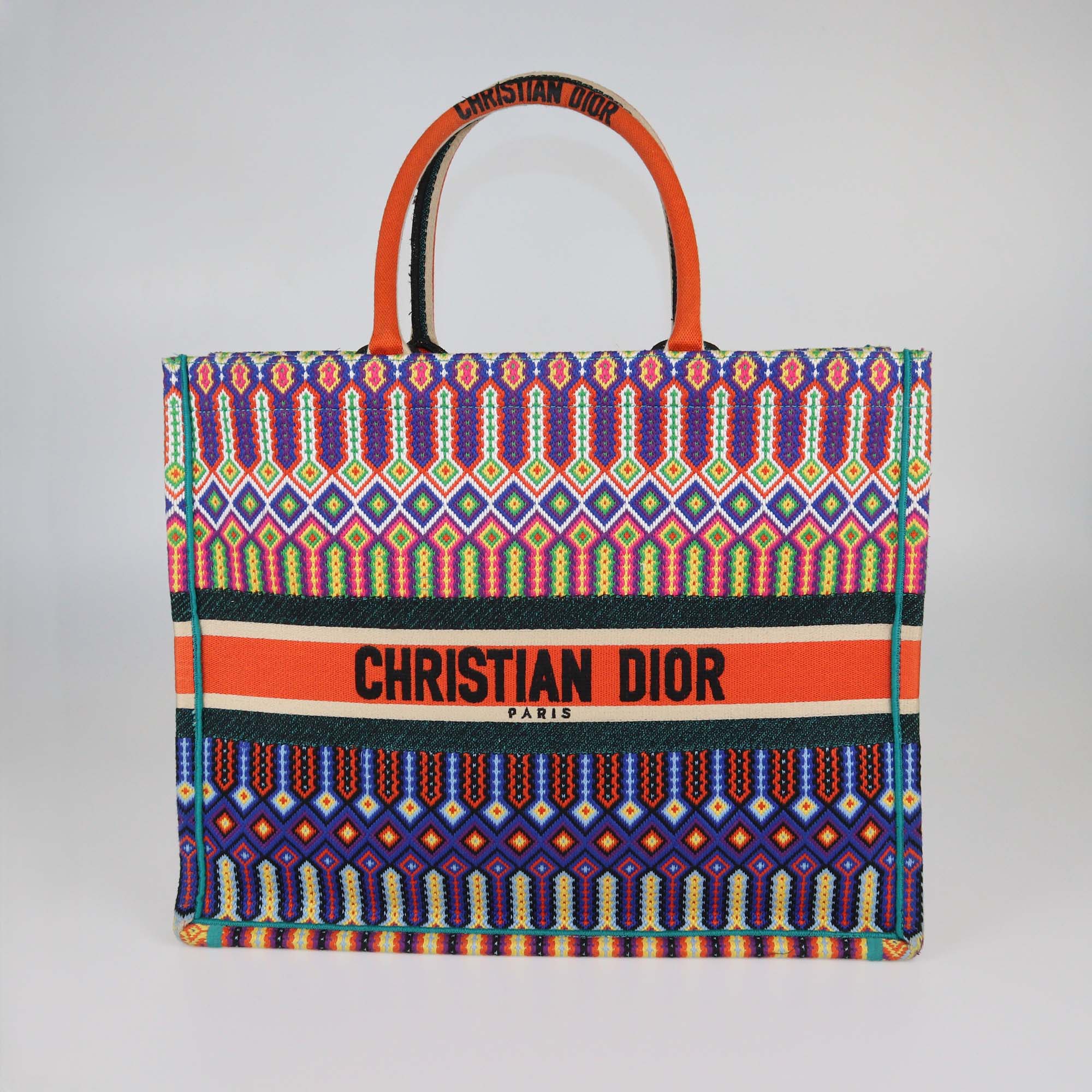 Christian Dior Multicolor Embroidered Canvas Large Book Tote