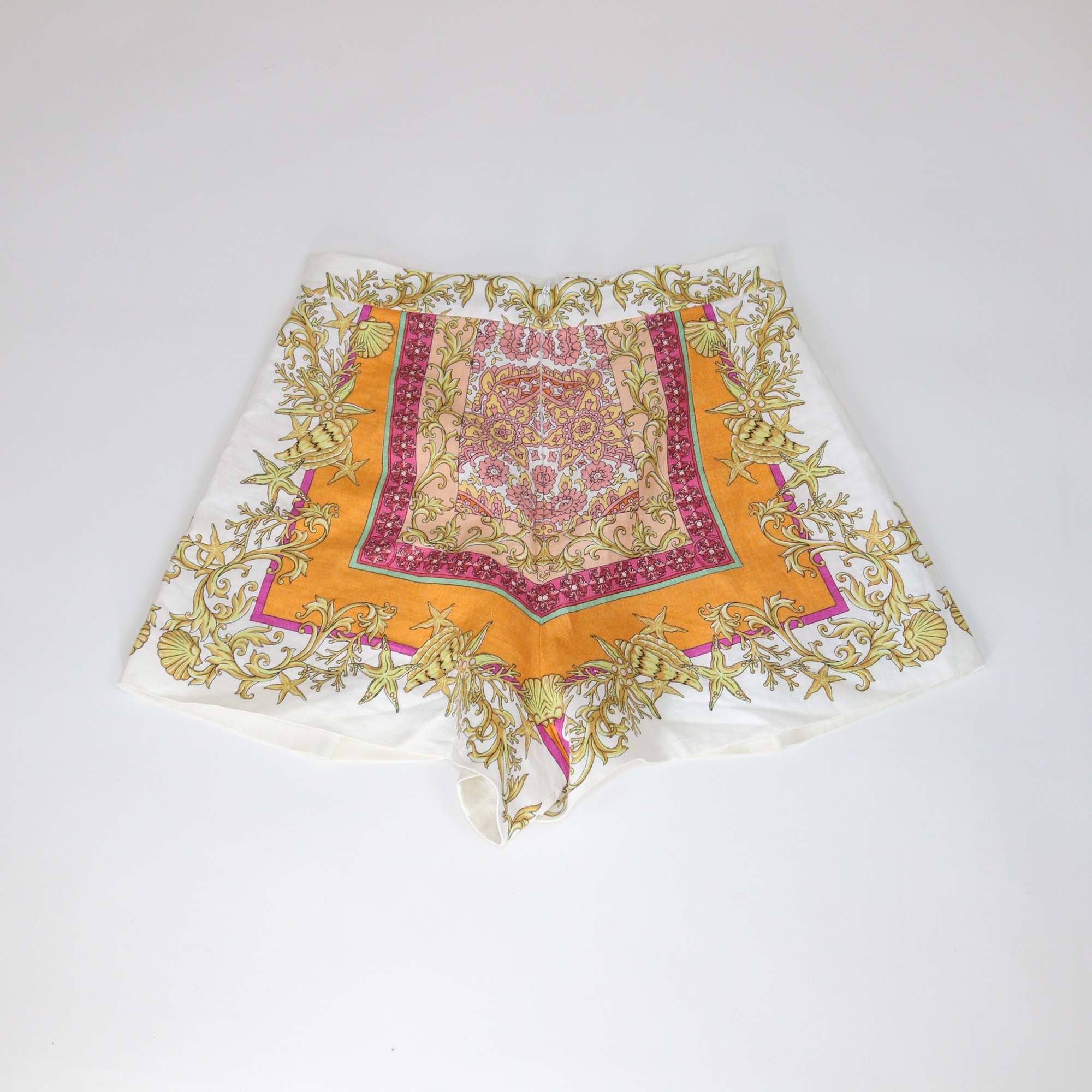 Maje Multicolor Scarf Print Linen Mini Short