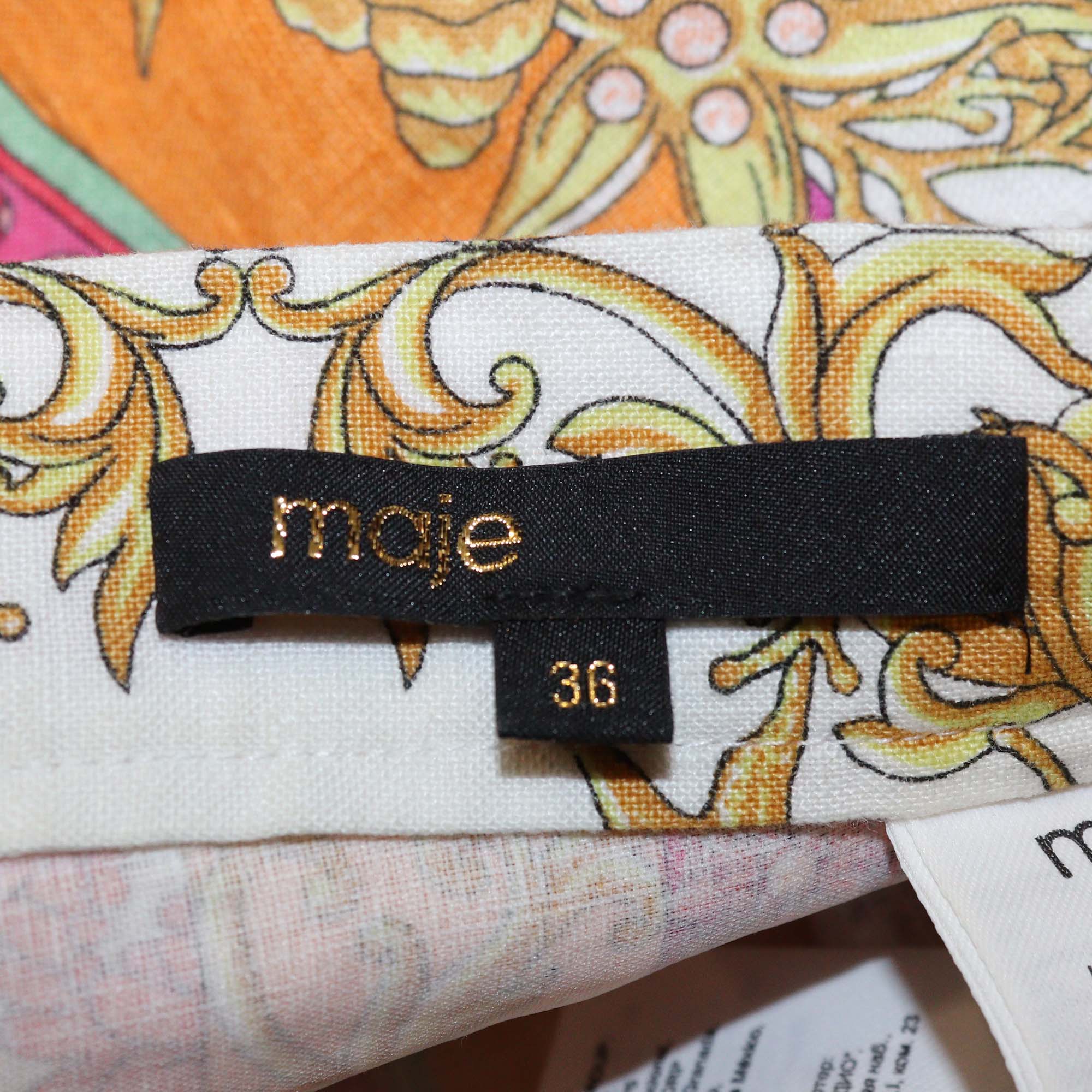 Maje Multicolor Scarf Print Linen Mini Short