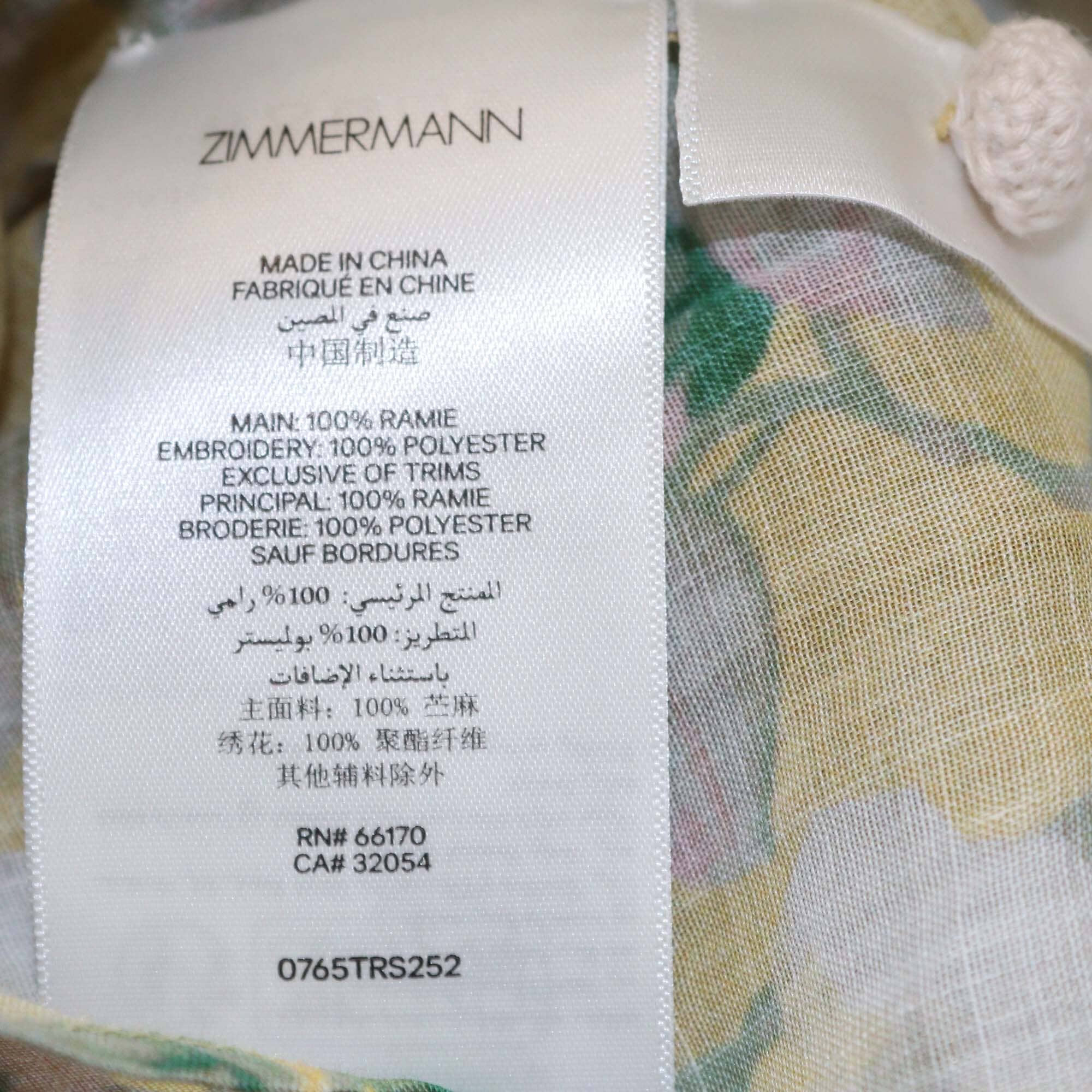 Zimmermann Yellow Floral Print Mandarin Collar Acacia Scallop Long Sleeve Blouse Womens Zimmermann