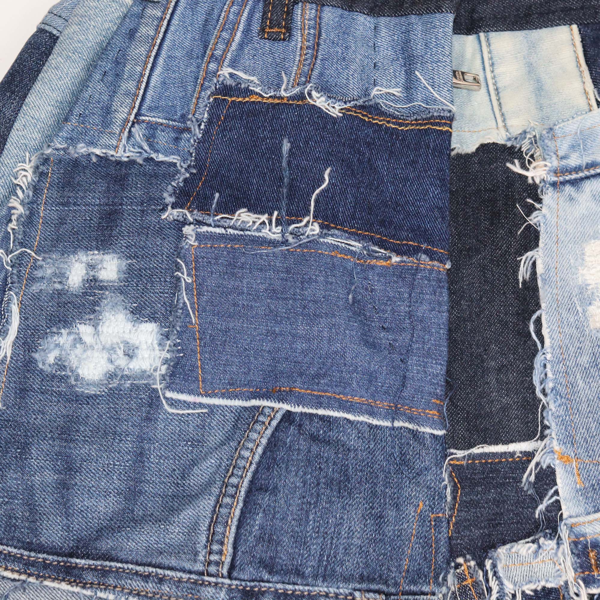 Dolce & Gabbana Multicolor Denim Patchwork Short