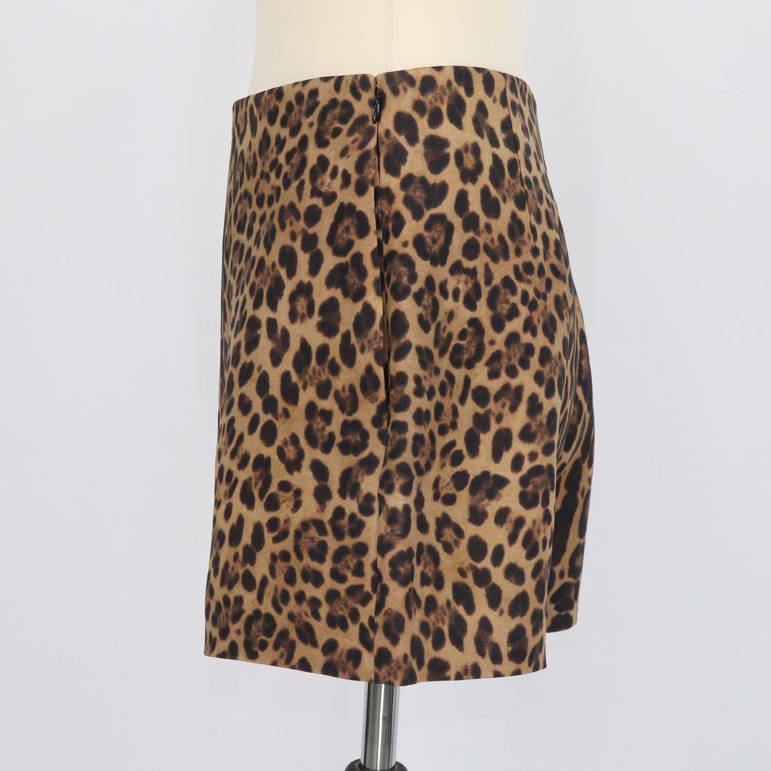 Valentino Brown Leopard Print Wool and Silk Mini Short