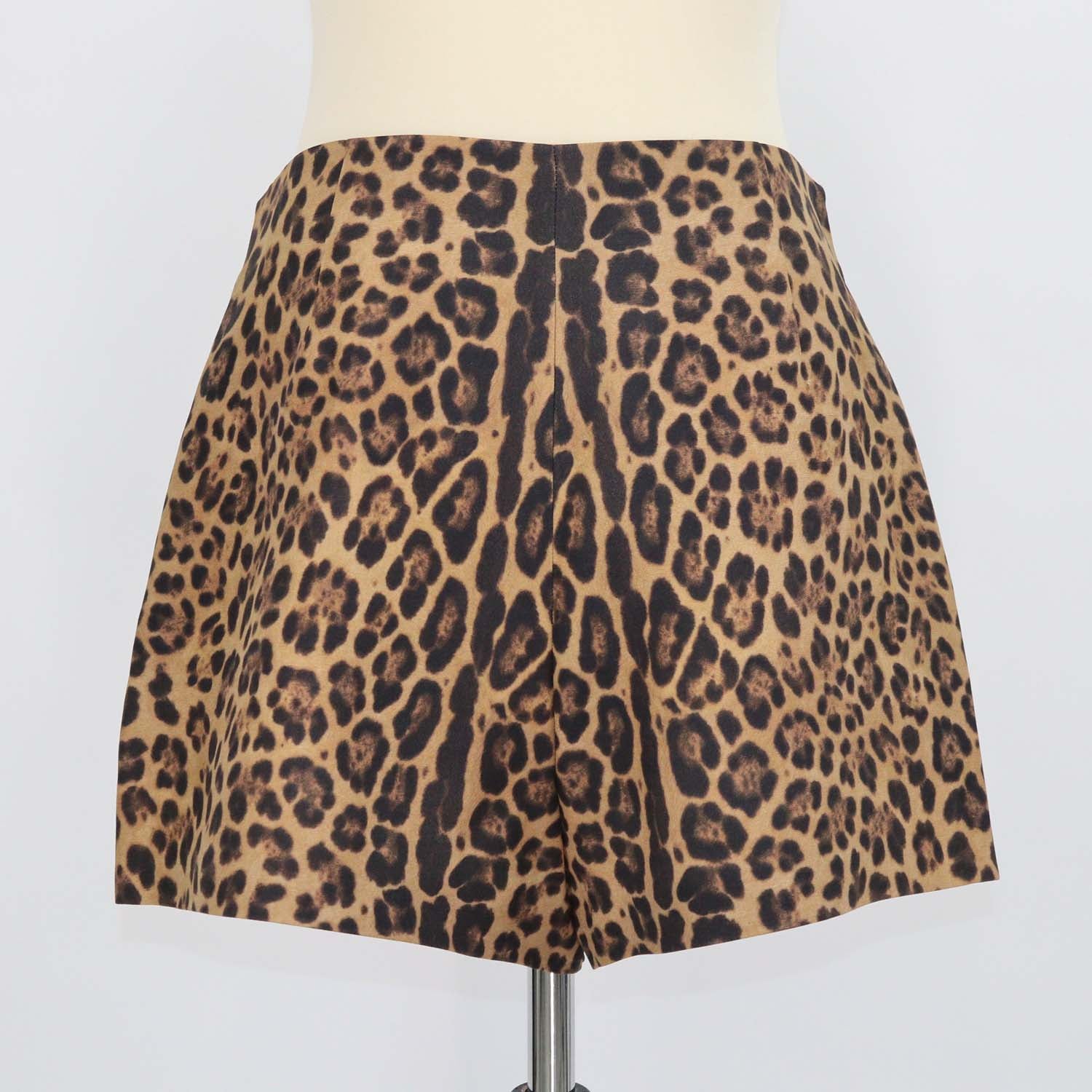 Valentino Brown Leopard Print Wool and Silk Mini Short