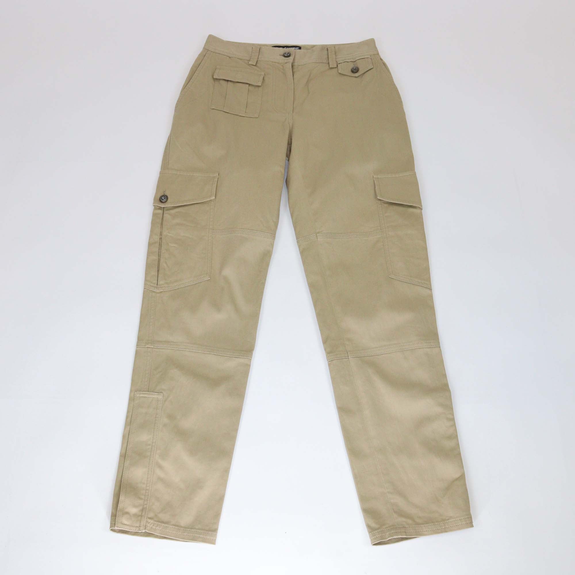 Dolce & Gabbana Beige Cotton Button Cargo Pants