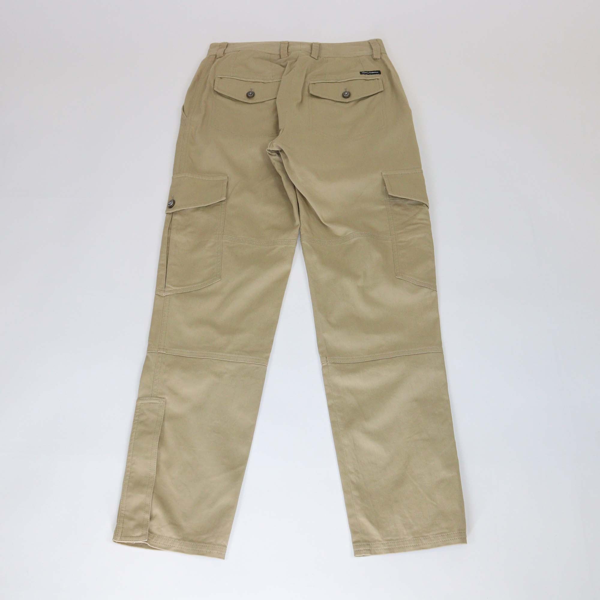 Dolce & Gabbana Beige Cotton Button Cargo Pants