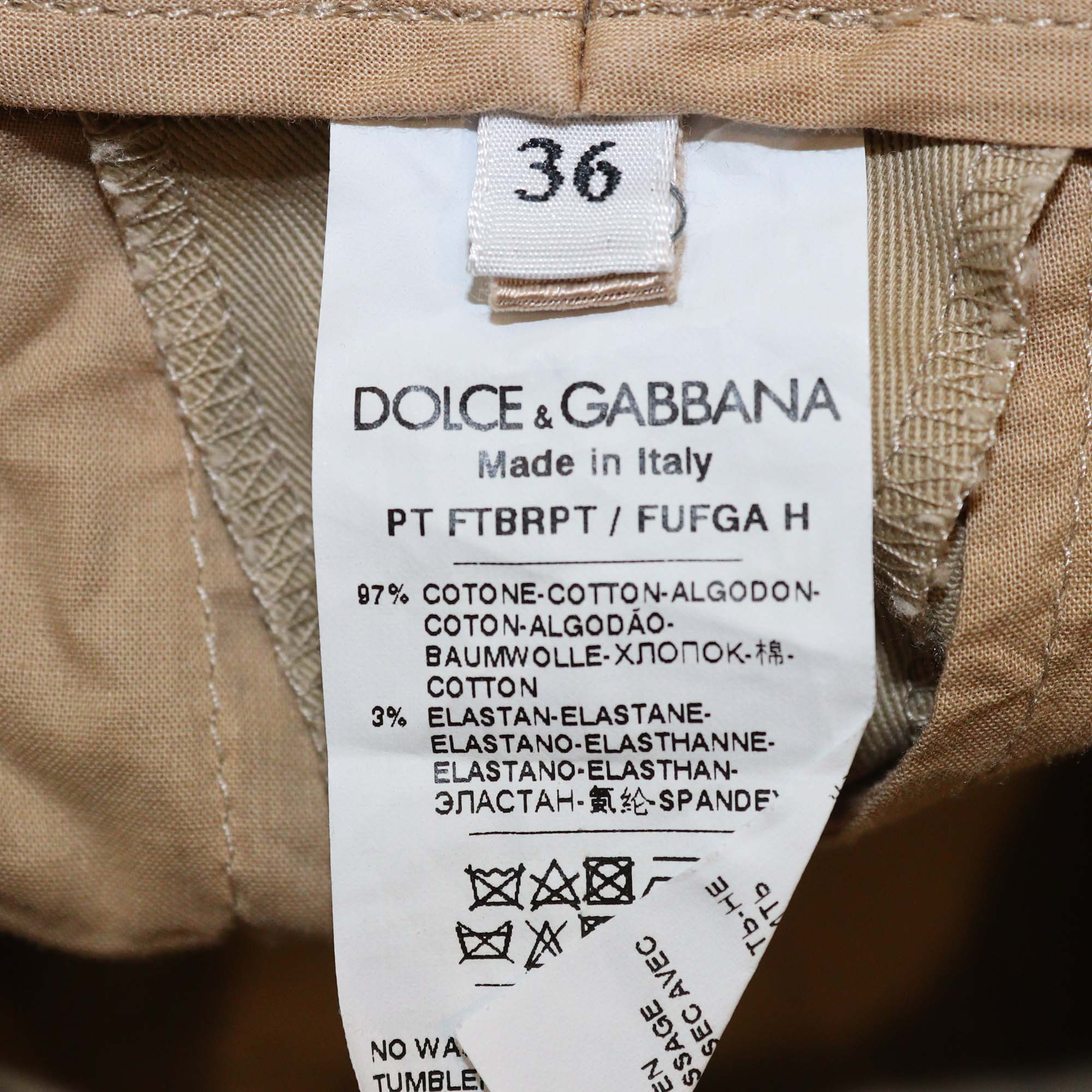 Dolce & Gabbana Beige Cotton Button Cargo Pants