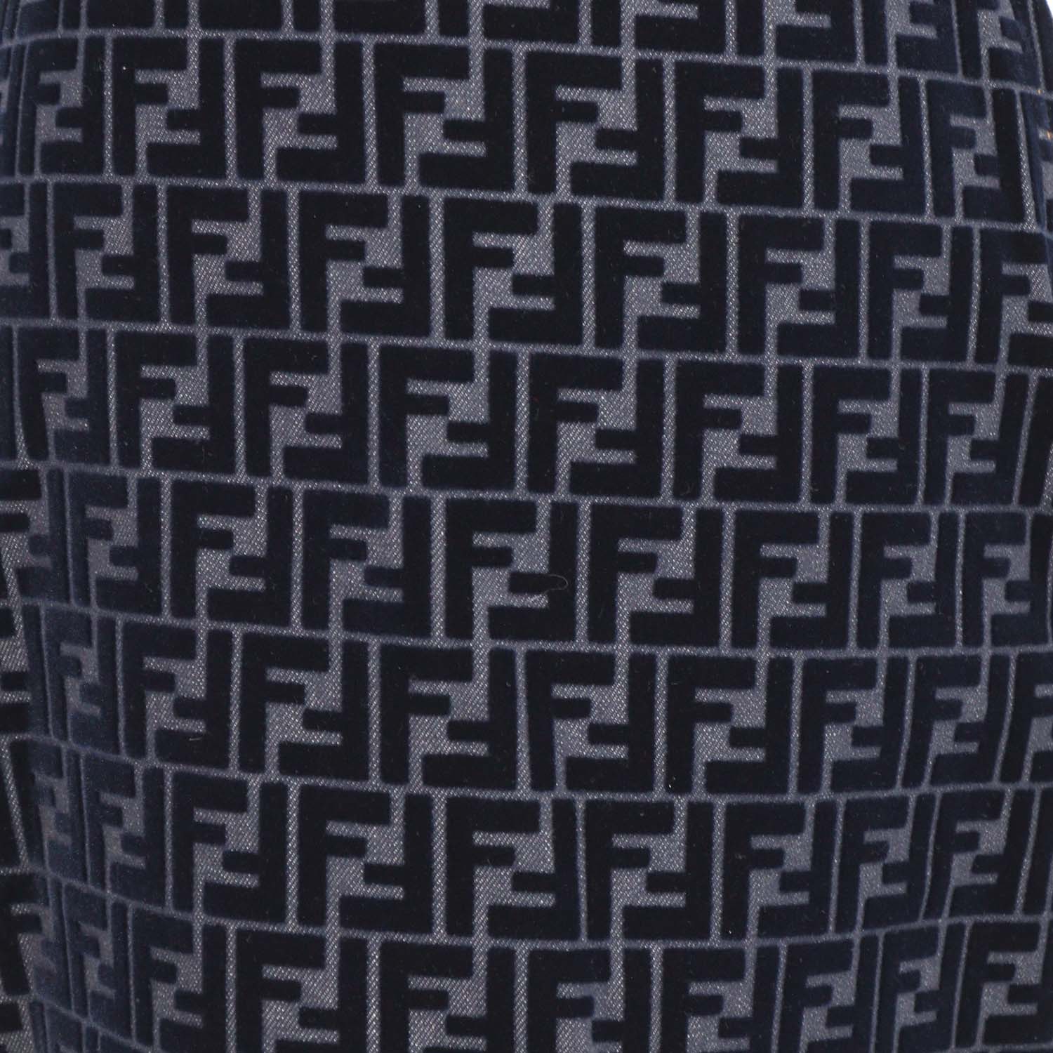 Fendi Navy Blue Denim FF Velvet Mini Skirt