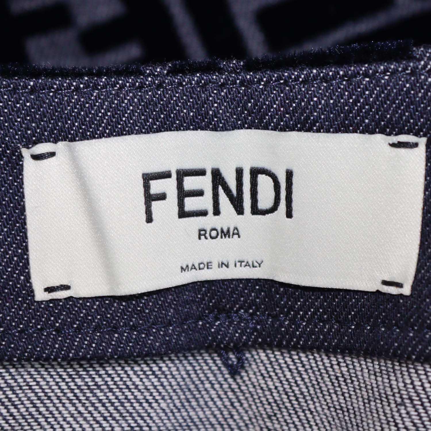 Fendi Navy Blue Denim FF Velvet Mini Skirt