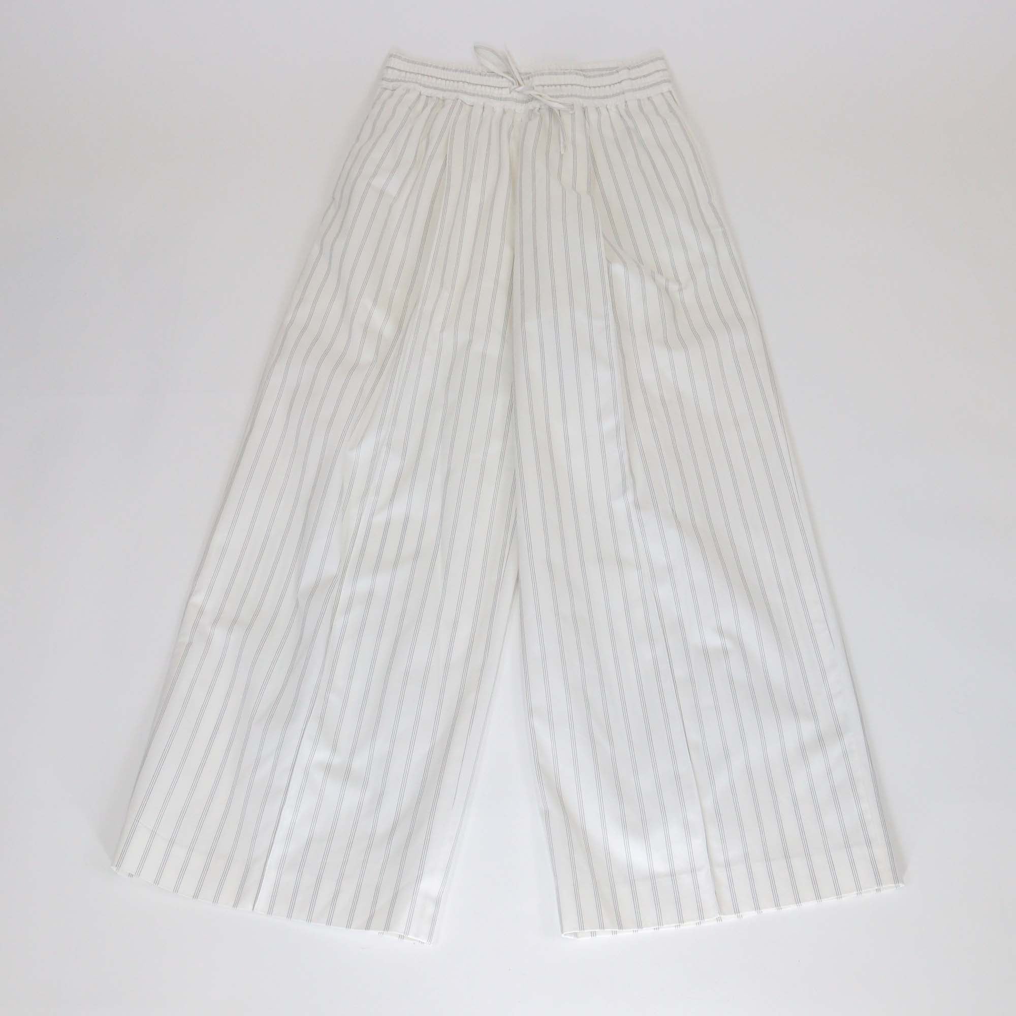 Mackintosh White Pin Stripe Cotton Terregles Wide Leg Pants
