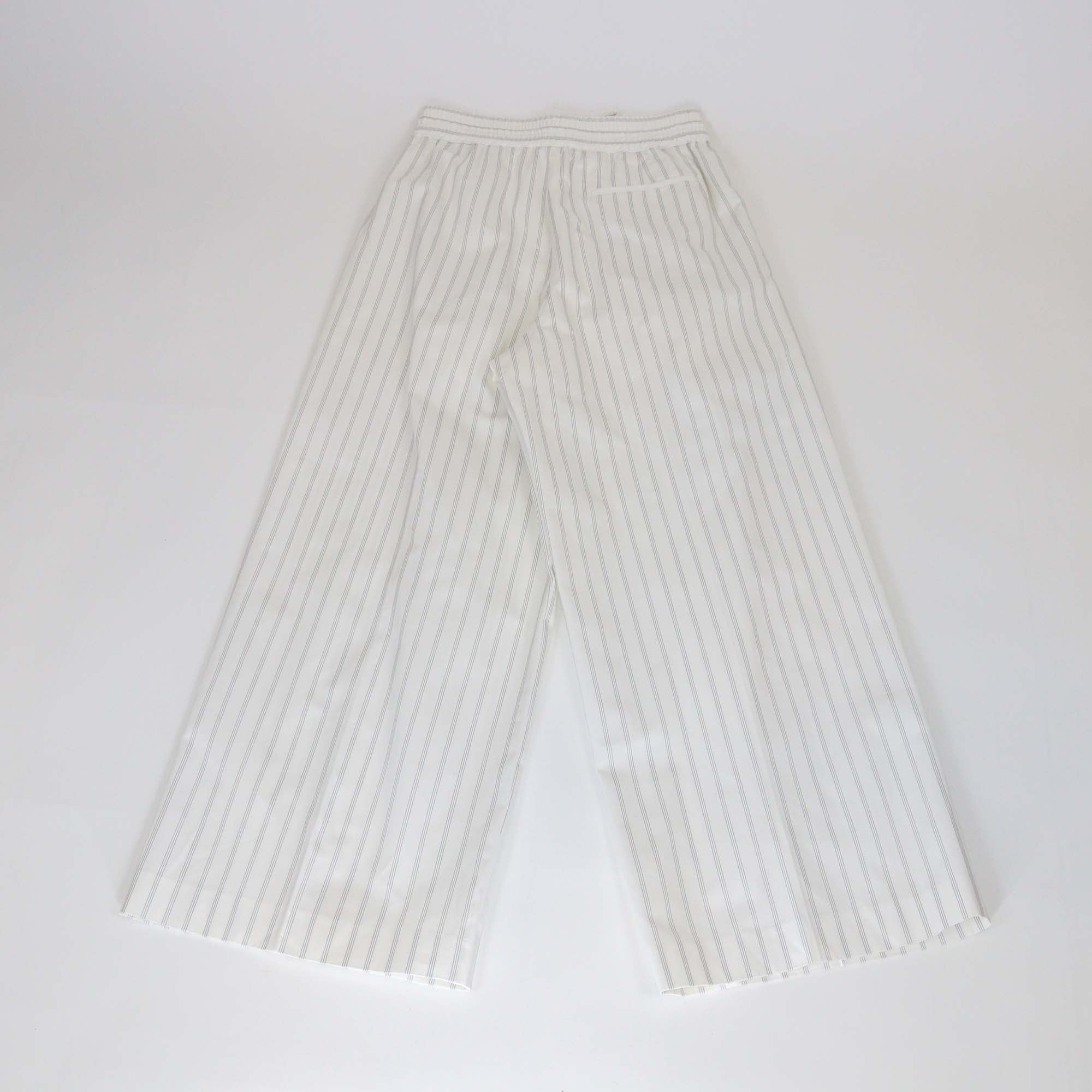 Mackintosh White Pin Stripe Cotton Terregles Wide Leg Pants