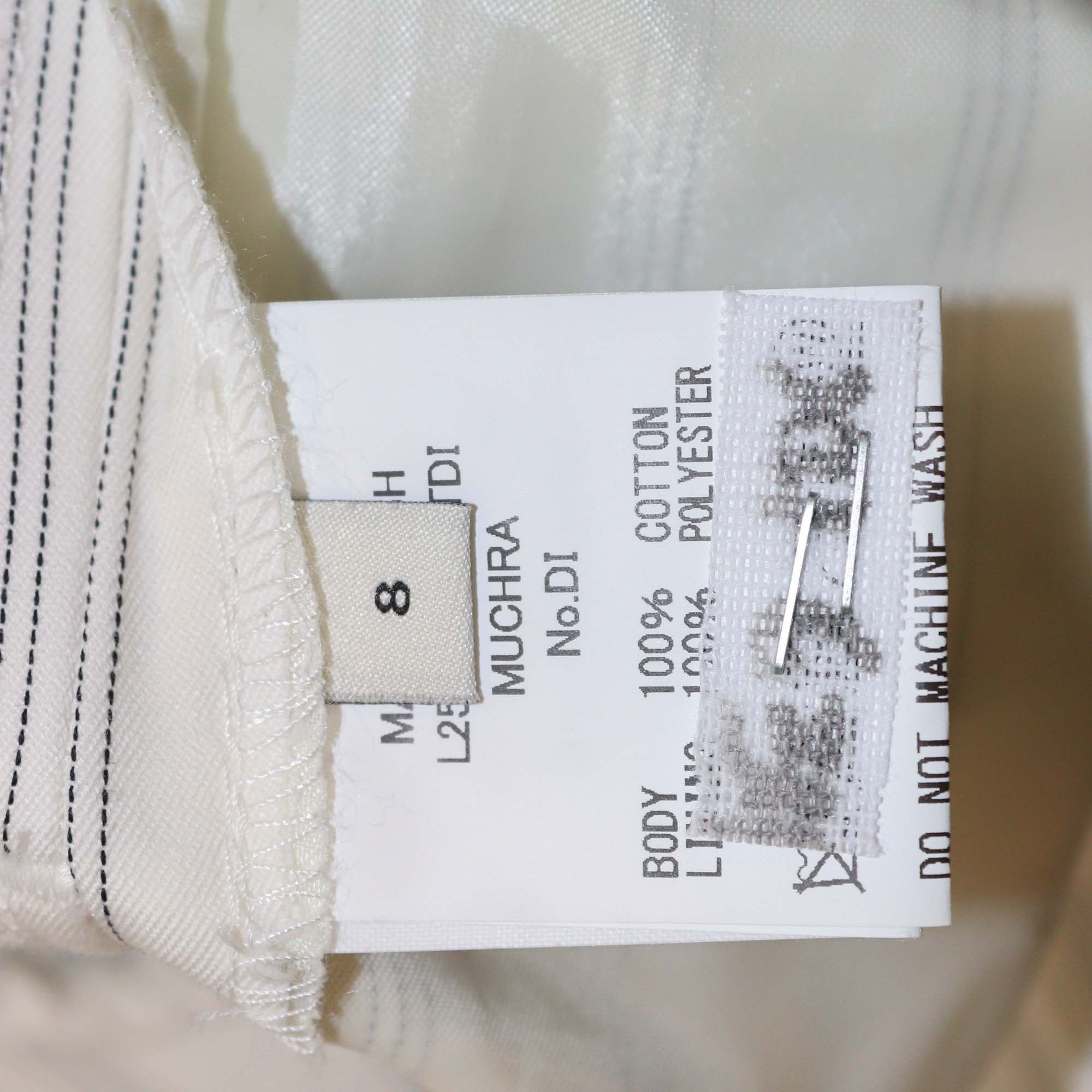 Mackintosh White Pin Stripe Cotton Terregles Wide Leg Pants