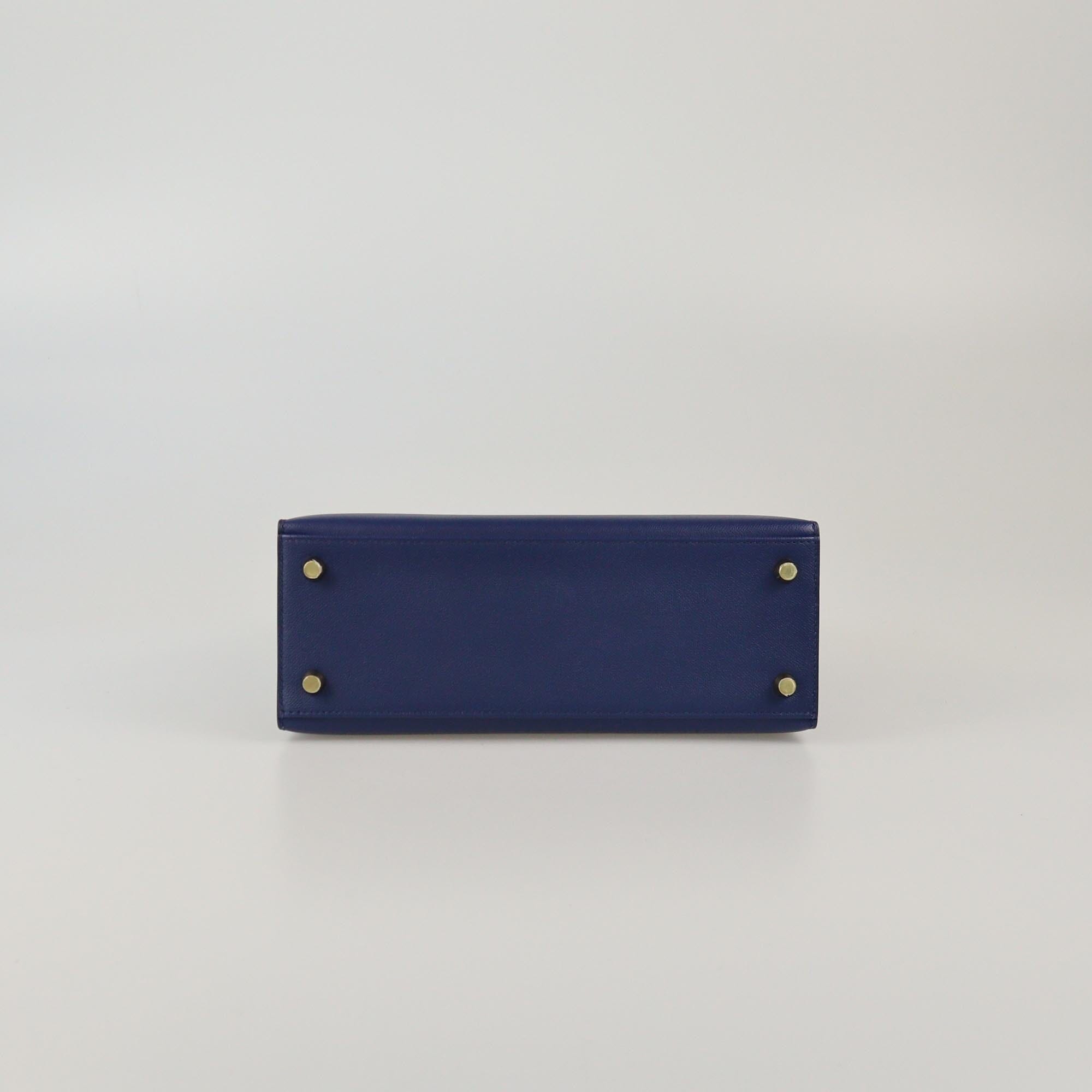 Hermes Bleu Saphir Shine Crocodile Niloticus & Madame Gold Hardware Kelly Sellier 25 Bag Womens Hermes