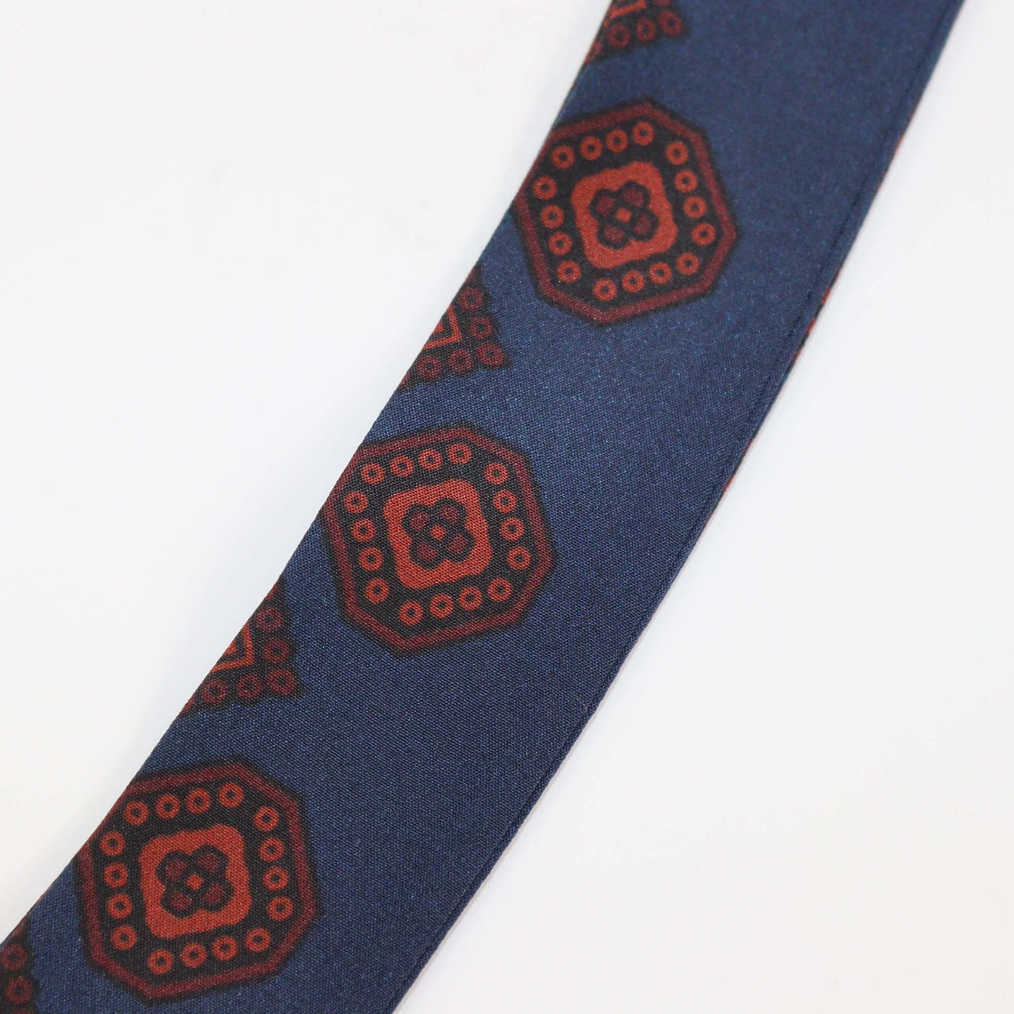 Lanvin Navy Blue/Red Silk Crystal Embellishment Silk Scarf