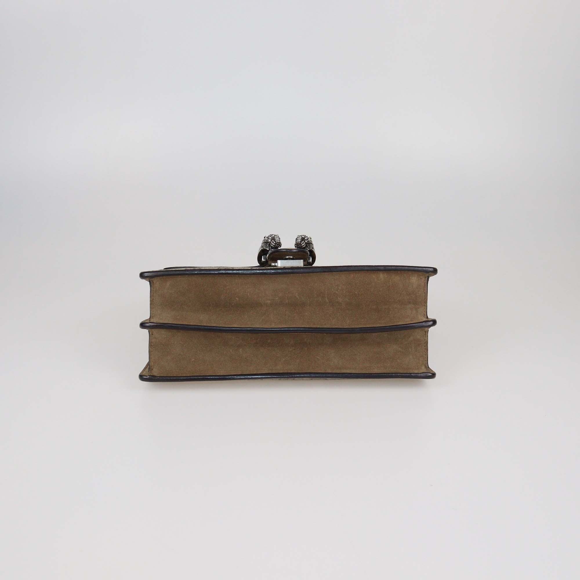 Gucci Beige GG Supreme Canvas and Suede Small Dionysus Shoulder Bag