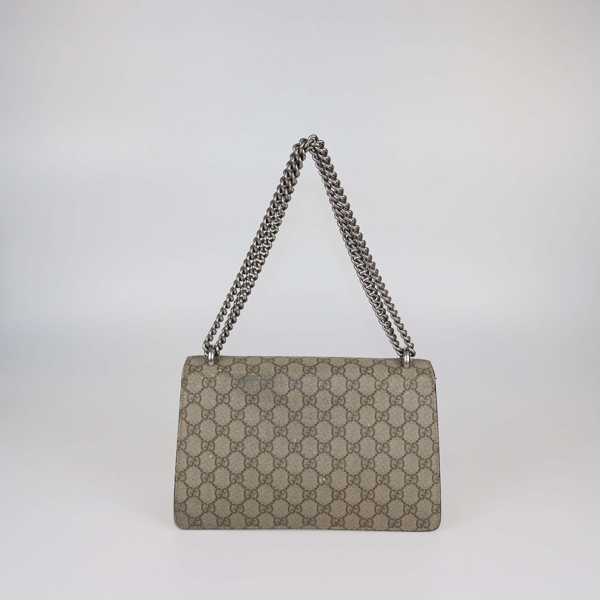 Gucci Beige GG Supreme Canvas and Suede Small Dionysus Shoulder Bag