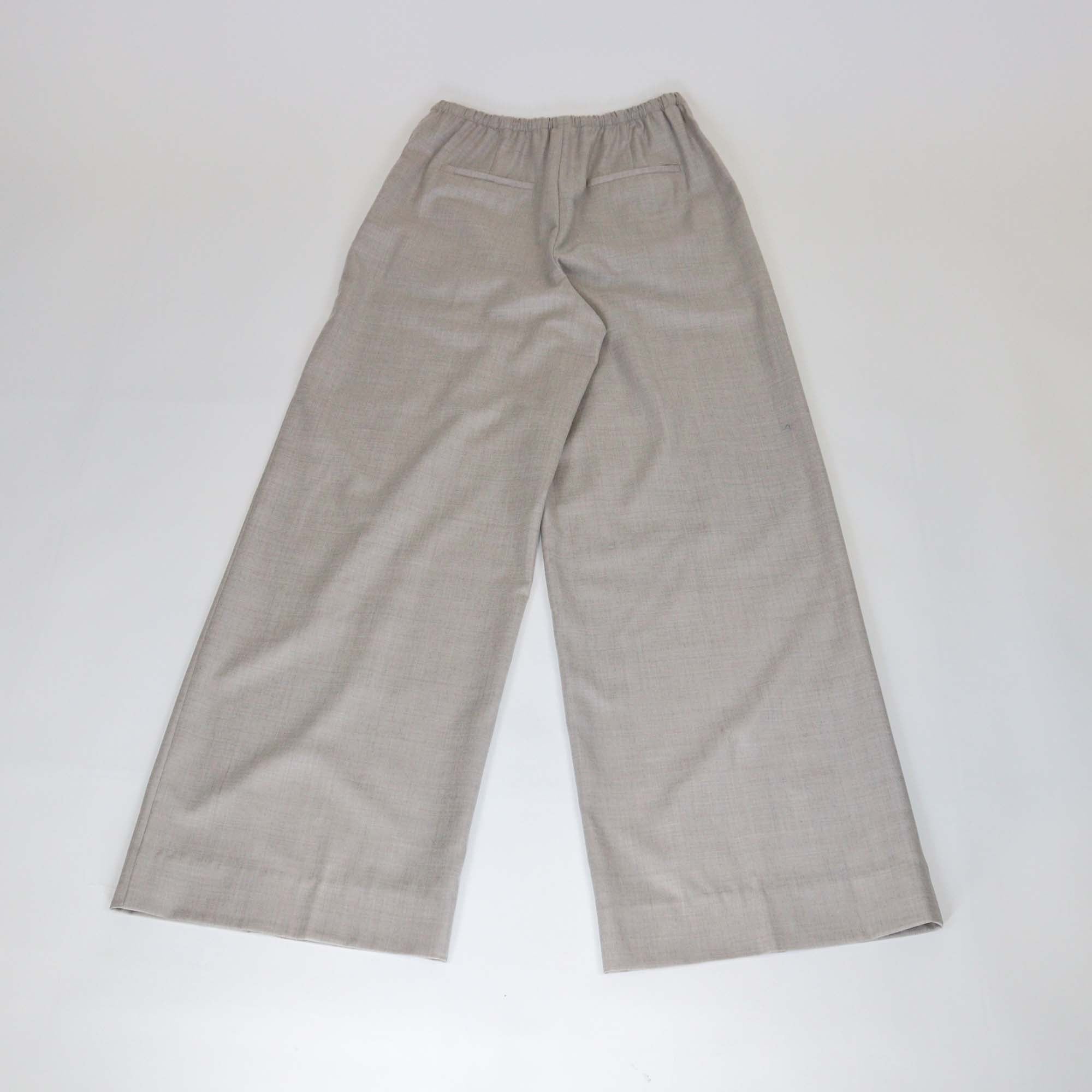 12 Storeez Grey Fine Wool Draw String Wide Leg Trouser