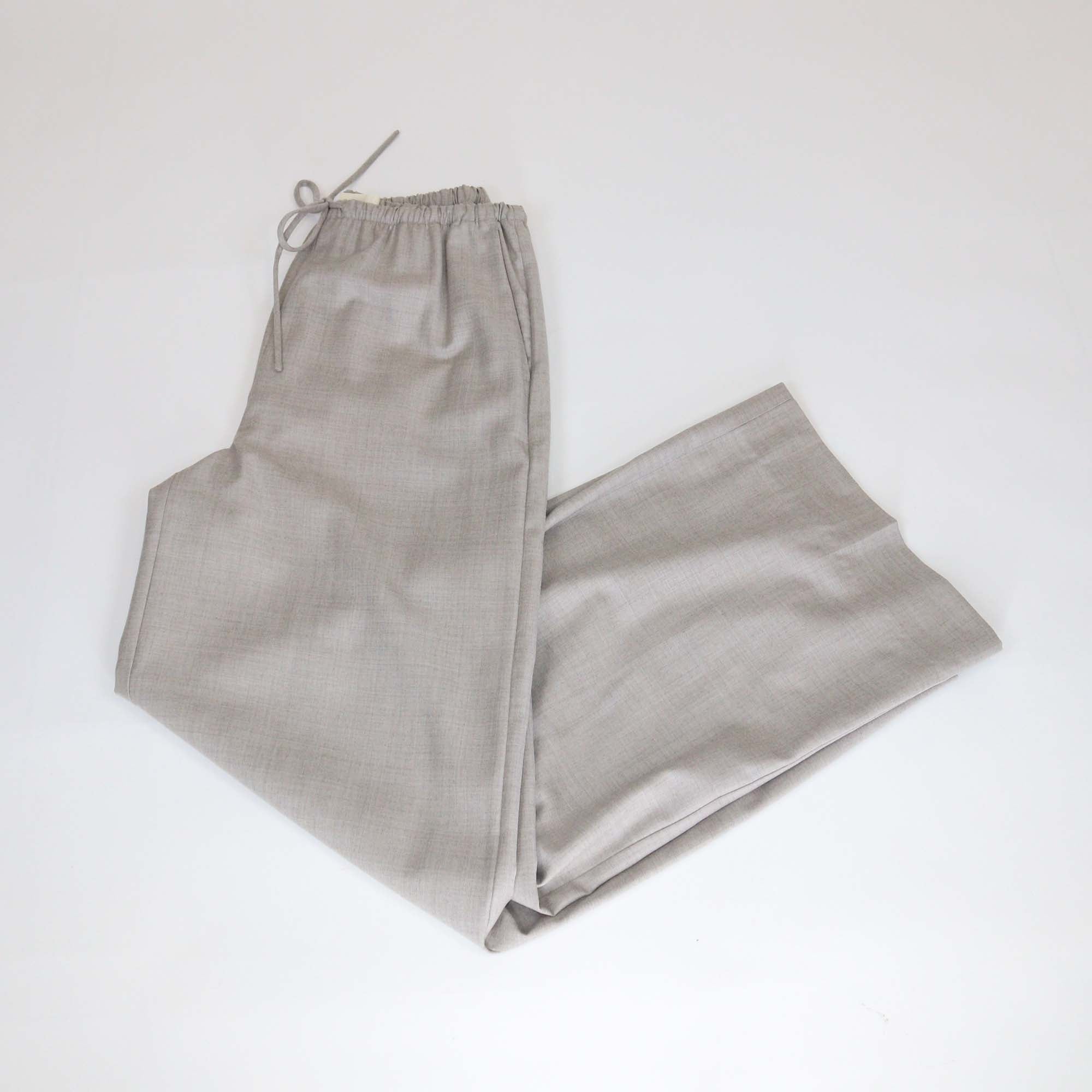 12 Storeez Grey Fine Wool Draw String Wide Leg Trouser