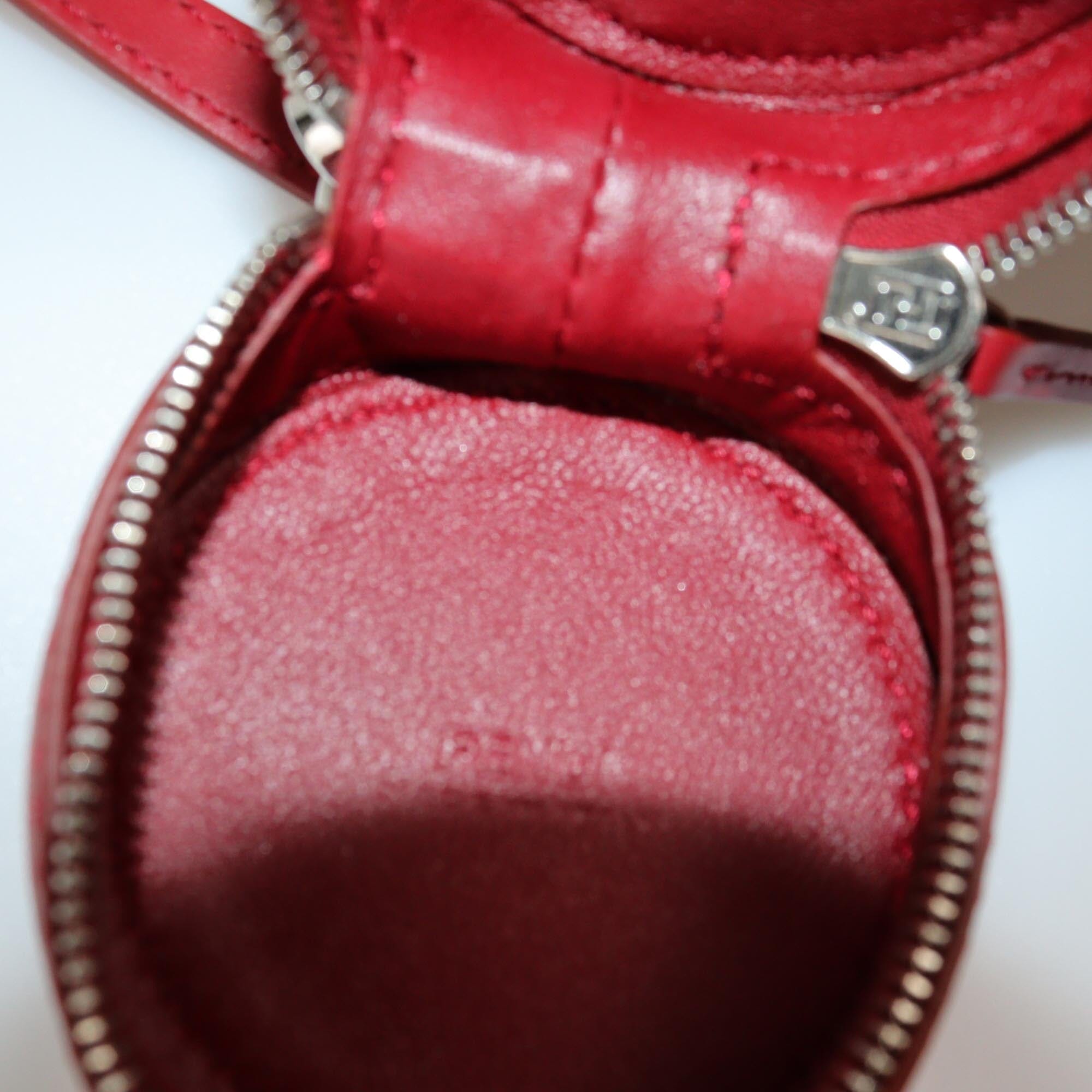 Fendi Red/Light Beige Logo Round Coin Purse/Charm Womens Fendi