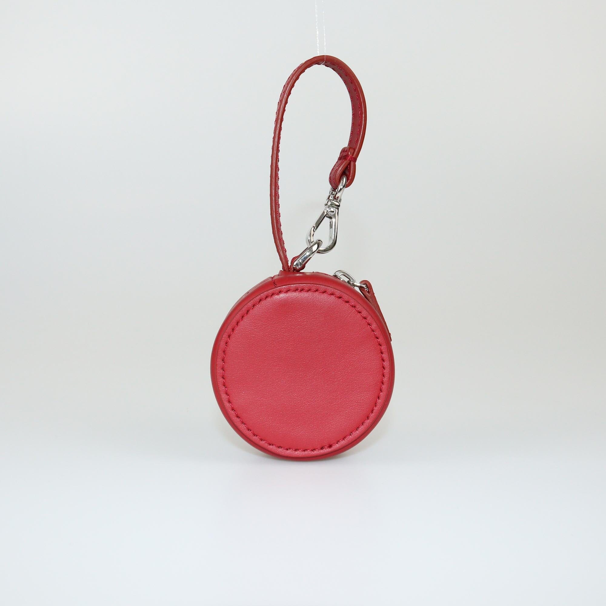 Fendi Red/Light Beige Logo Round Coin Purse/Charm Womens Fendi