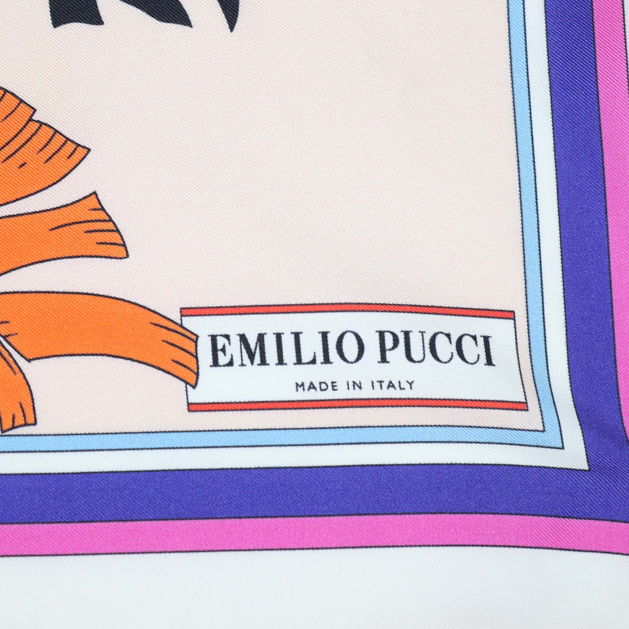 Emilio Pucci Multicolor Silk Printed Fringed Edge Scarf