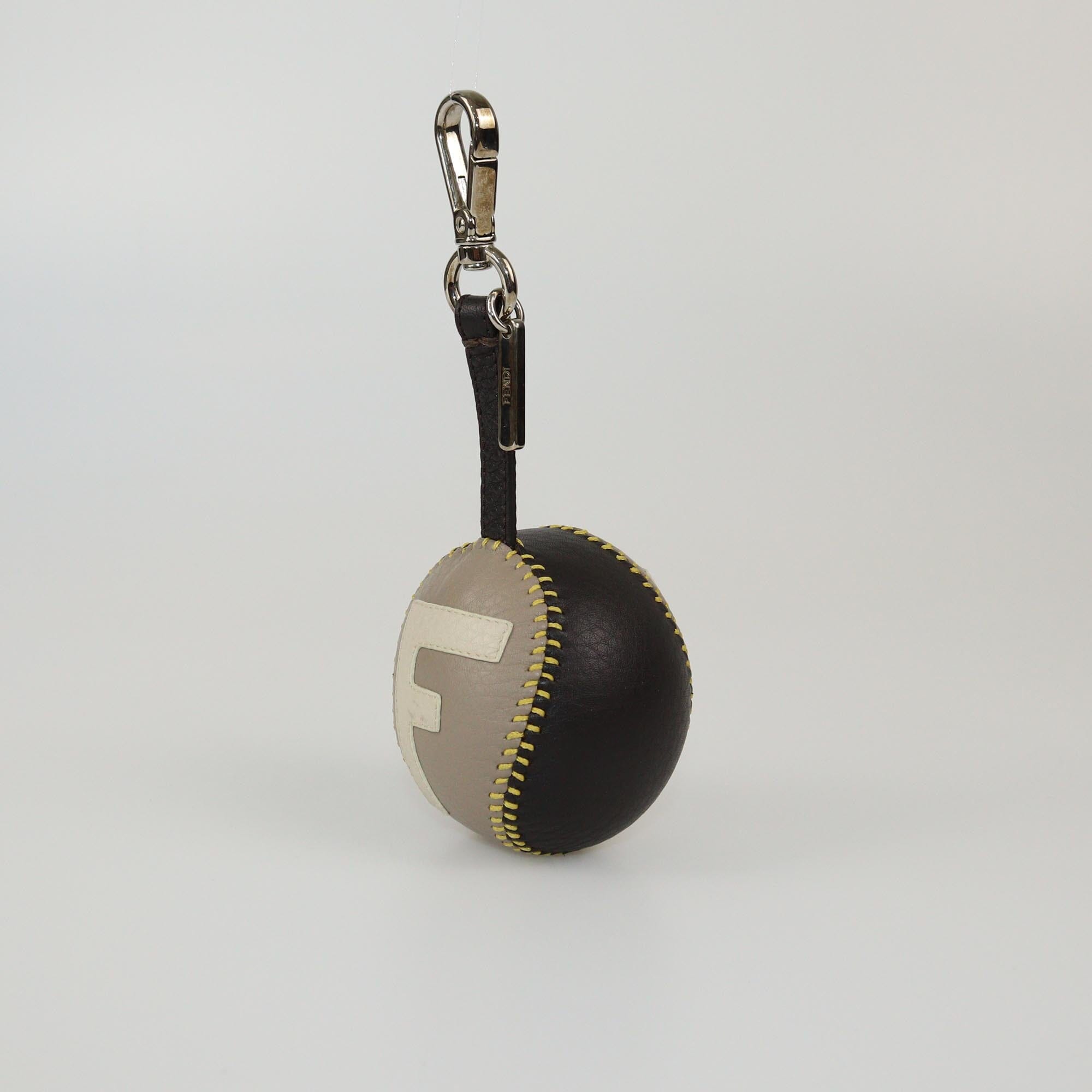 Fendi Black/Beige Baseball Bag Charm Womens Fendi