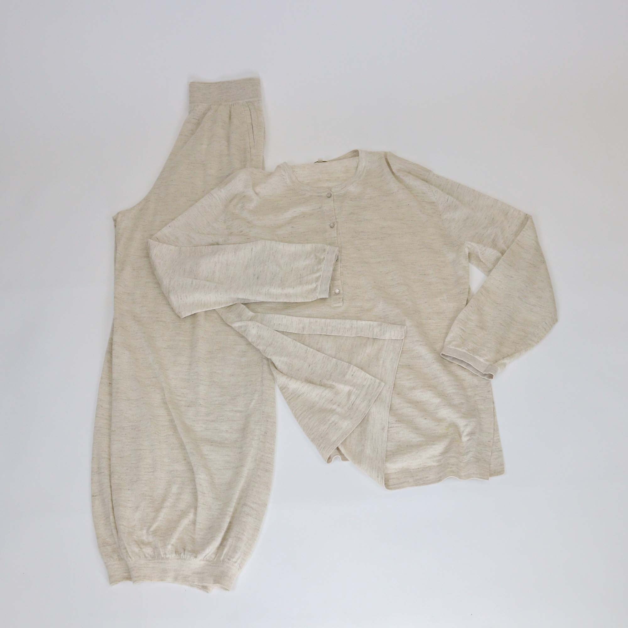 Loro Piana Demy Brown Cashmere Silk Blend Cocooning Tunic Top & Trousers Set