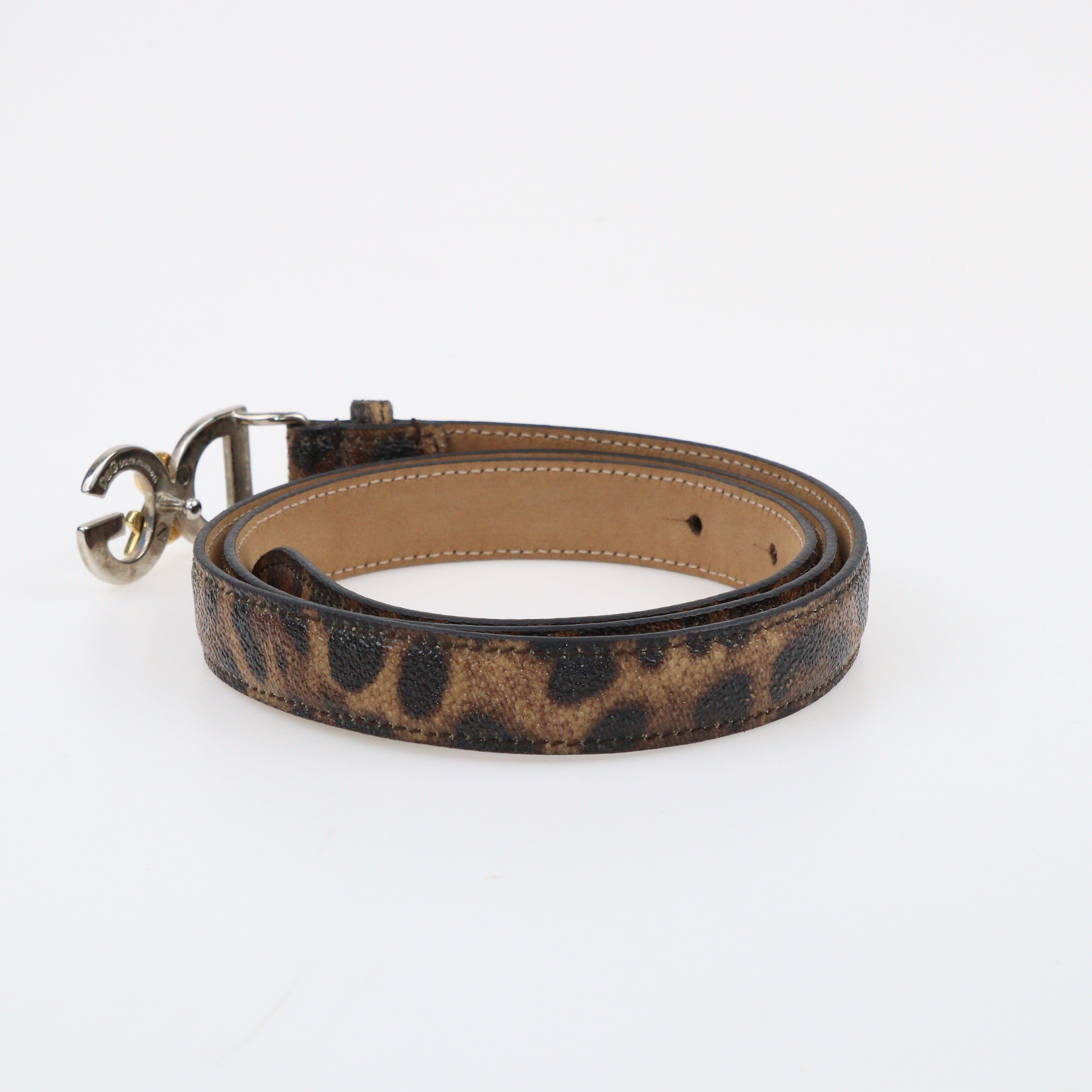 Black/Brown Leopard Print DG Buckle Belt Accessories Dolce & Gabbana 