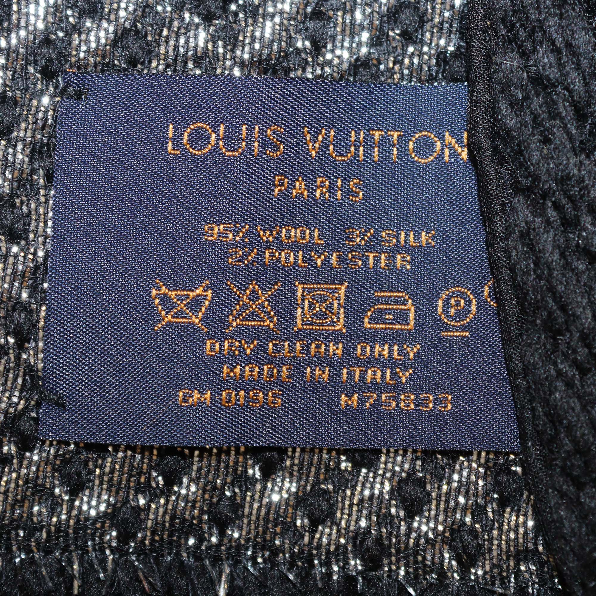Louis Vuitton Black/Metallic Monogram Blend Wool Logomania Shine Scarf